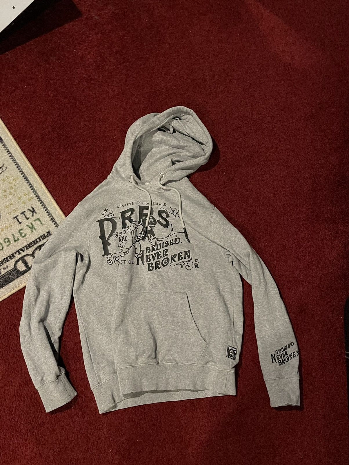 image of Prps Bruised Never Broken Hoodie in Grey, Men's (Size Medium)