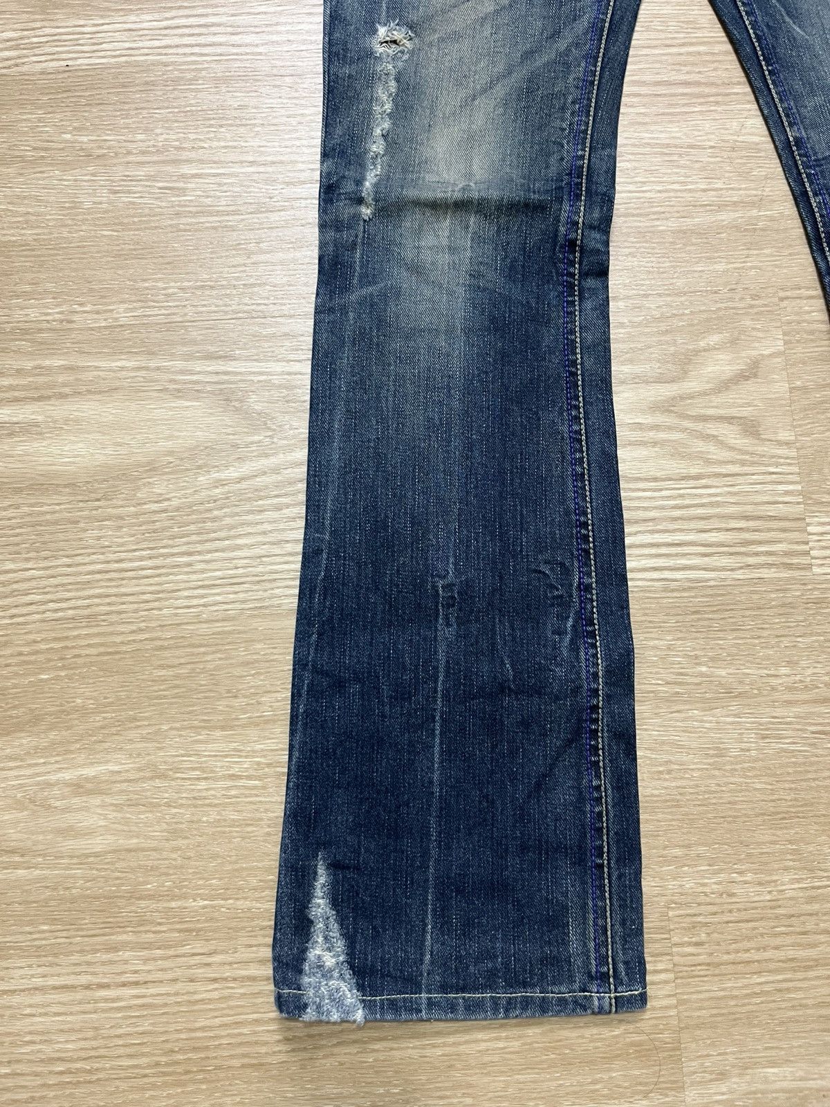 MIDAS Distressed Faded Dark Blue Flare Jeans