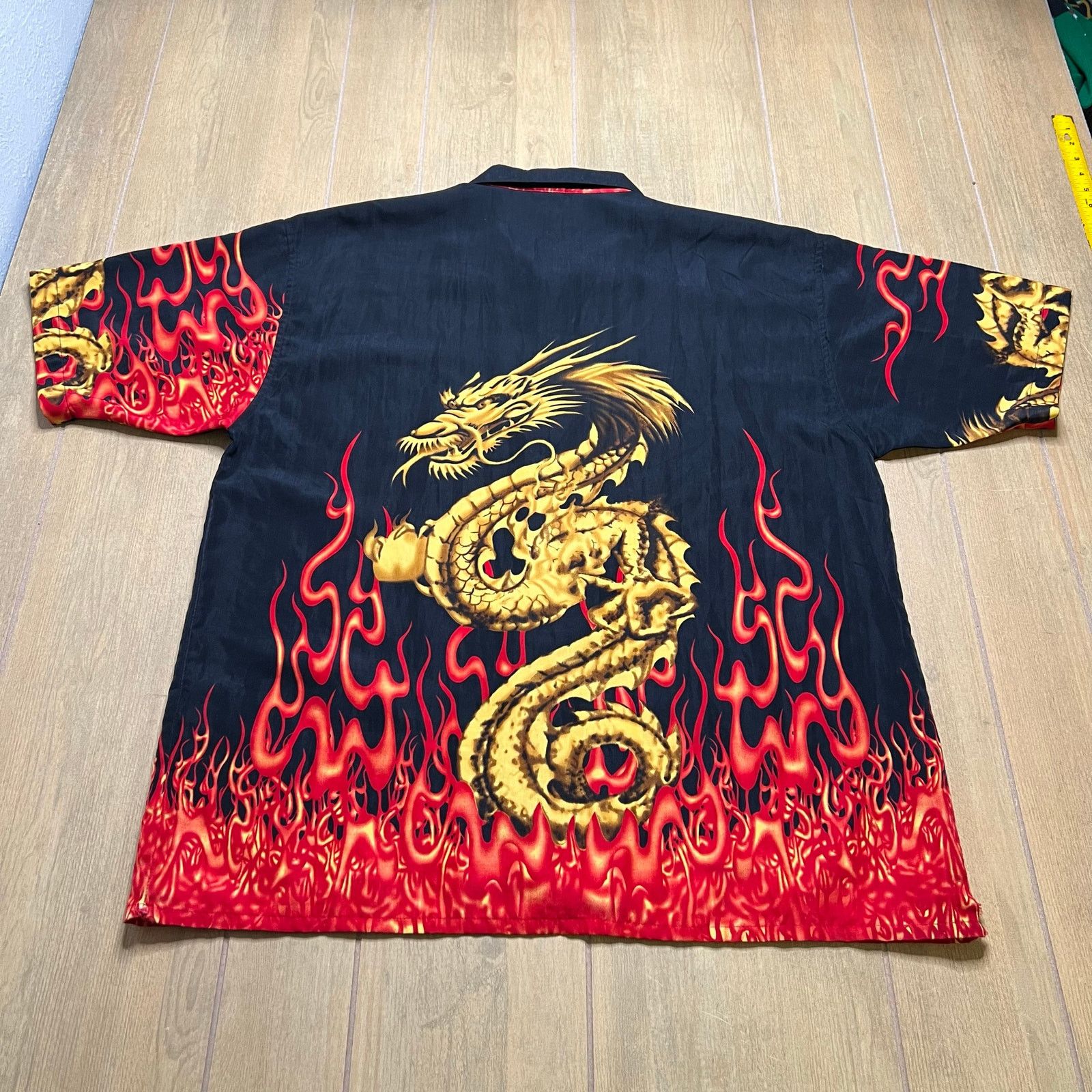Vintage Vintage KNU Button Up Shirt Japanese Dragon Flames Mens XL Size US XL / EU 56 / 4 - 4 Thumbnail