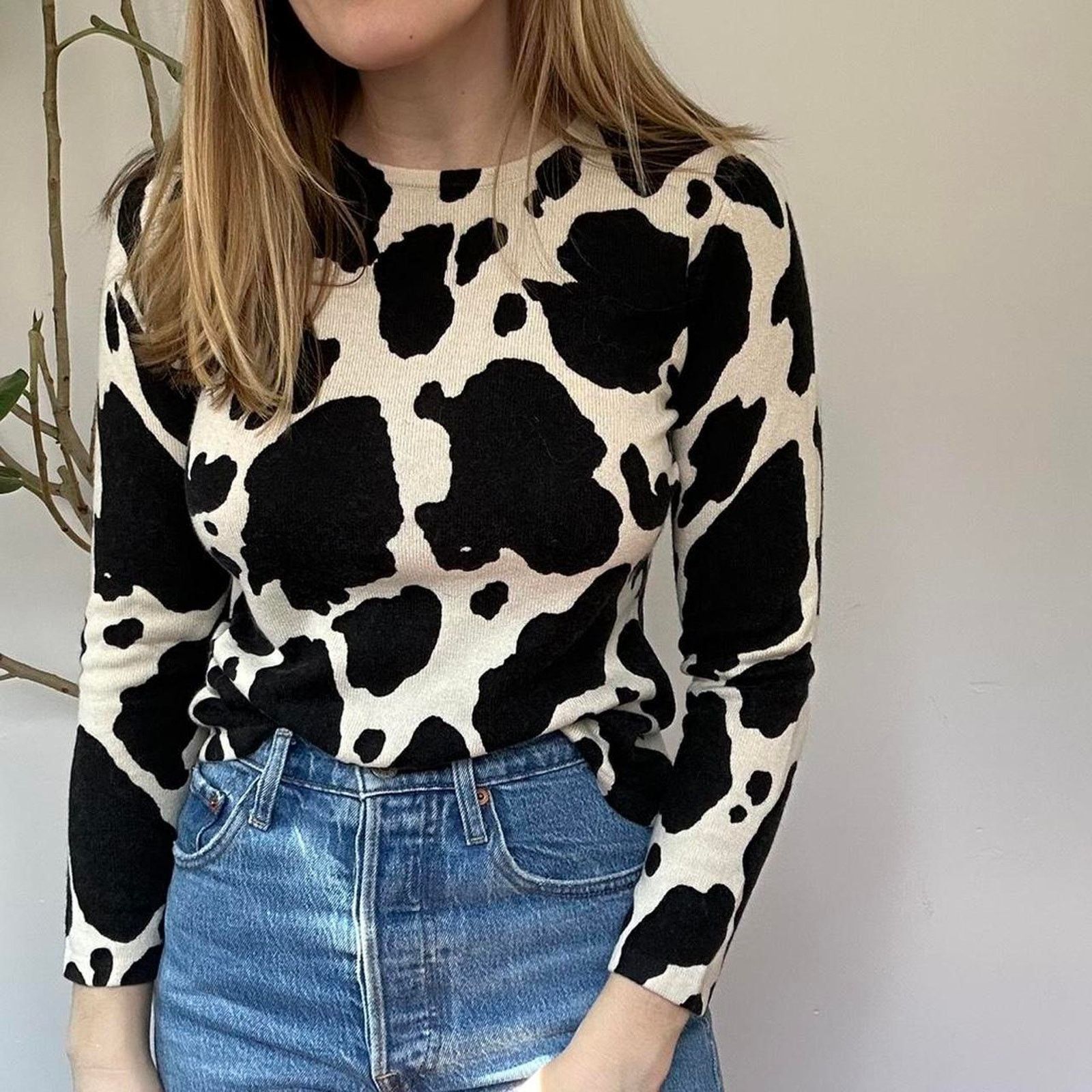 Other Cow Print Cashmere Blend Sweater Size S / US 4 / IT 40 - 2 Thumbnail