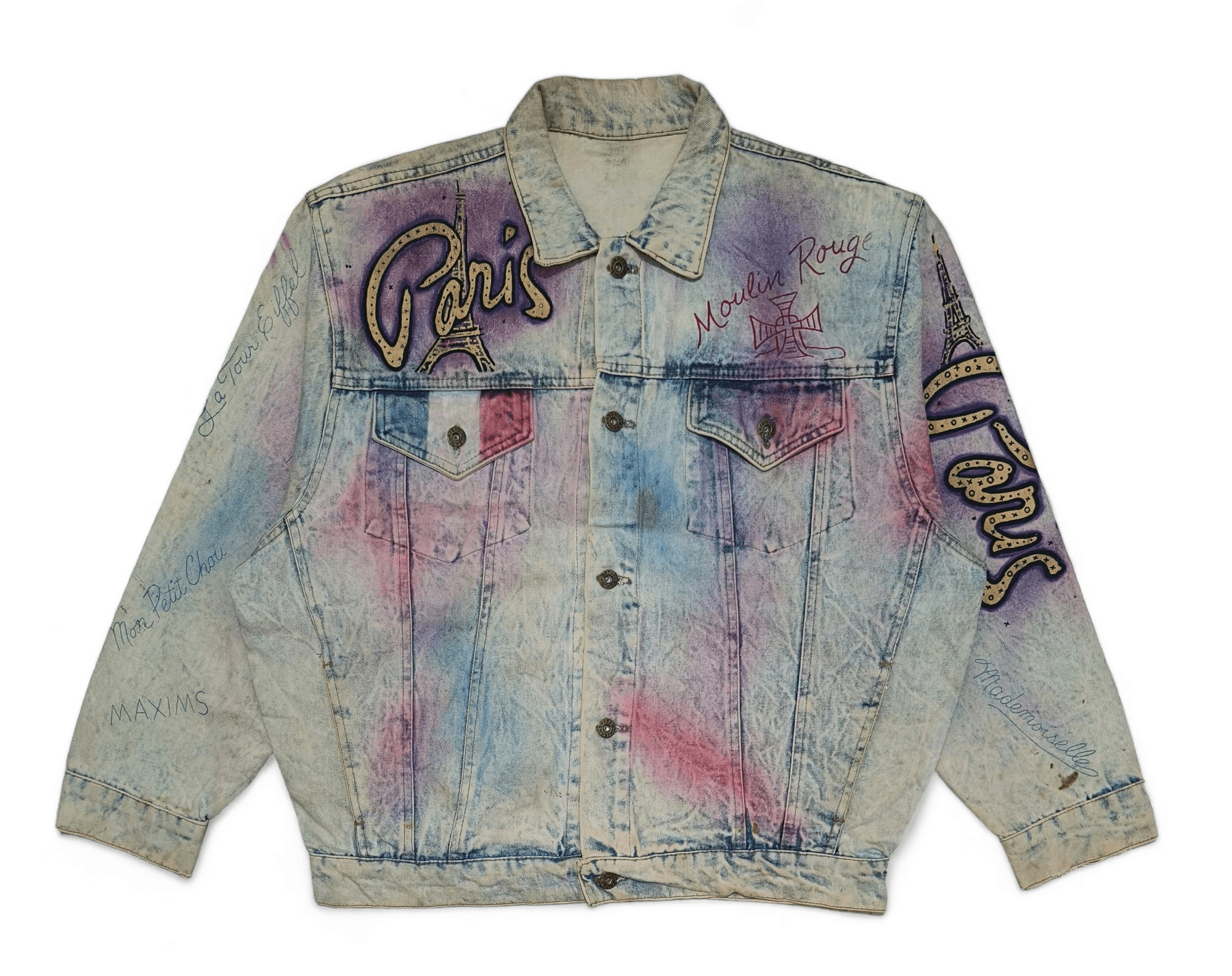 Designer Vintage 80s "T. Alamo" Style Inspired PARIS Denim Jacket Size US L / EU 52-54 / 3 - 5 Thumbnail