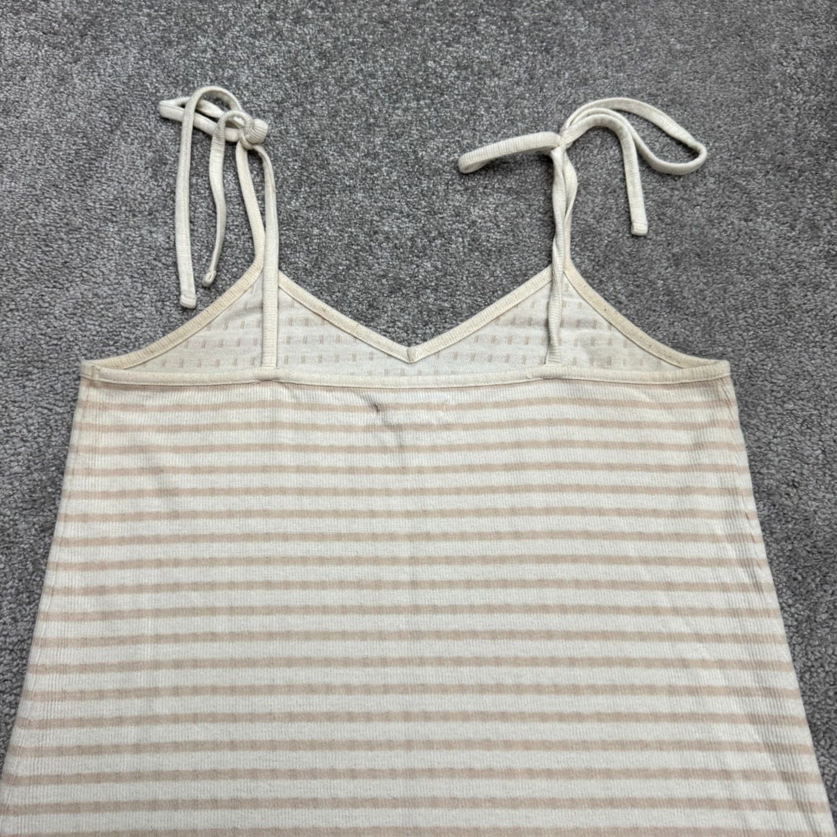 Madewell Madewell Striped Knit Cami Tank Dress Women Small Beige Tie Strap Stretch Dress Tank Style Sleeveless Slim Casual Summer Beig e Size S / US 4 / IT 40 - 3 Thumbnail