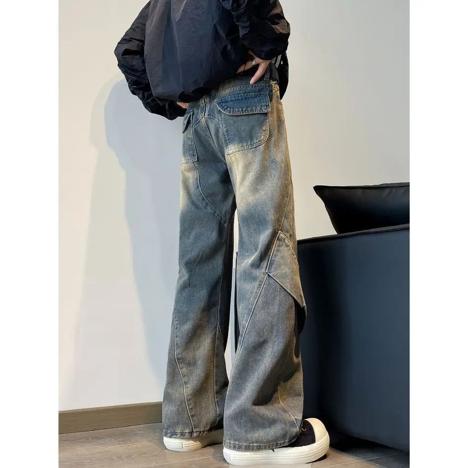 Japanese Brand Retro loose straight leg spliced jeans Size US 32 / EU 48 - 4 Thumbnail