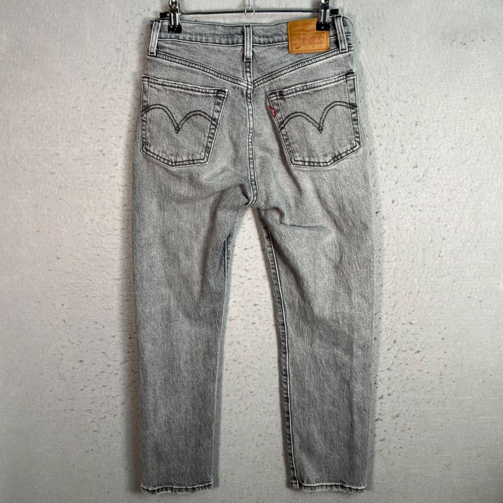 Levi's VINTAGE Levis 501 Original Fit Womens Jeans Gray Cotton Blend Denim 24 in Inseam 5-Pocket Design Adult Womens 25 Size 42" / US 20 - 2 Thumbnail