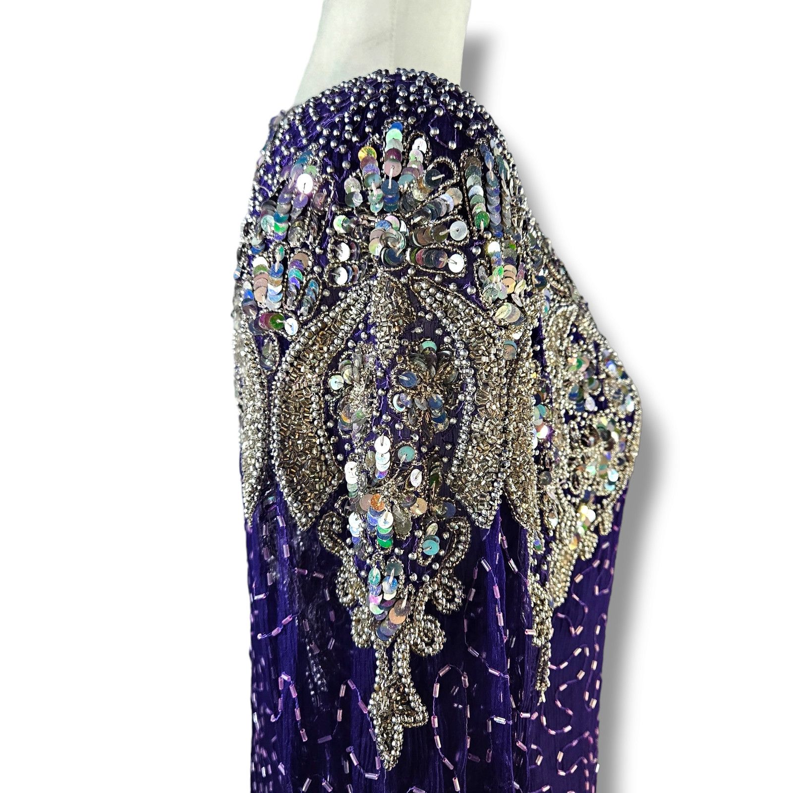 Other VTG JP Fashion Hand Beaded Silk Sheath Dress Sz. M Purple Size M / US 6-8 / IT 42-44 - 6 Thumbnail