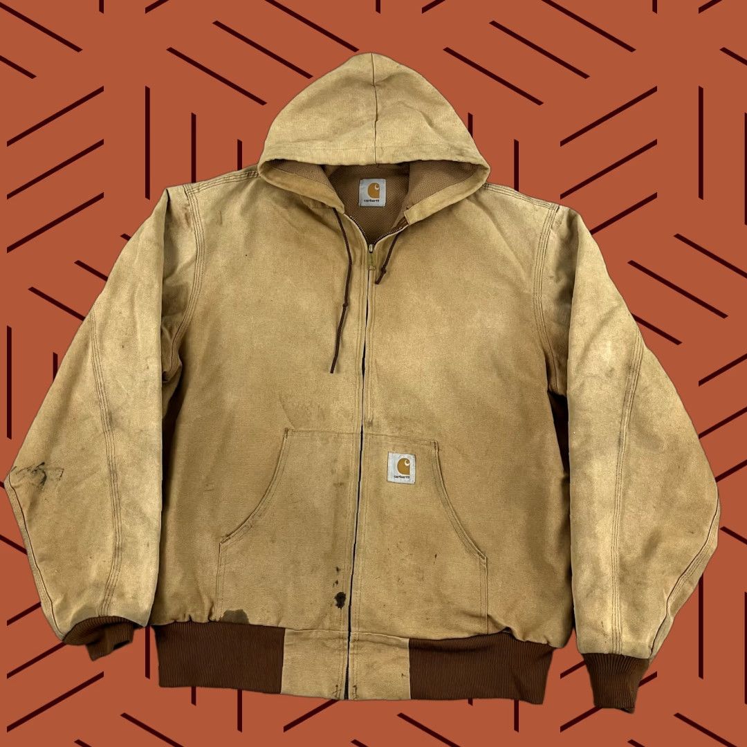 Carhartt VINTAGE Carhartt Jacket Mens 2XL Brown Overcoat Warm Workwear Hooded Lined Pockets Canvas Cotton Size US XXL / EU 58 / 5 - 1 Thumbnail
