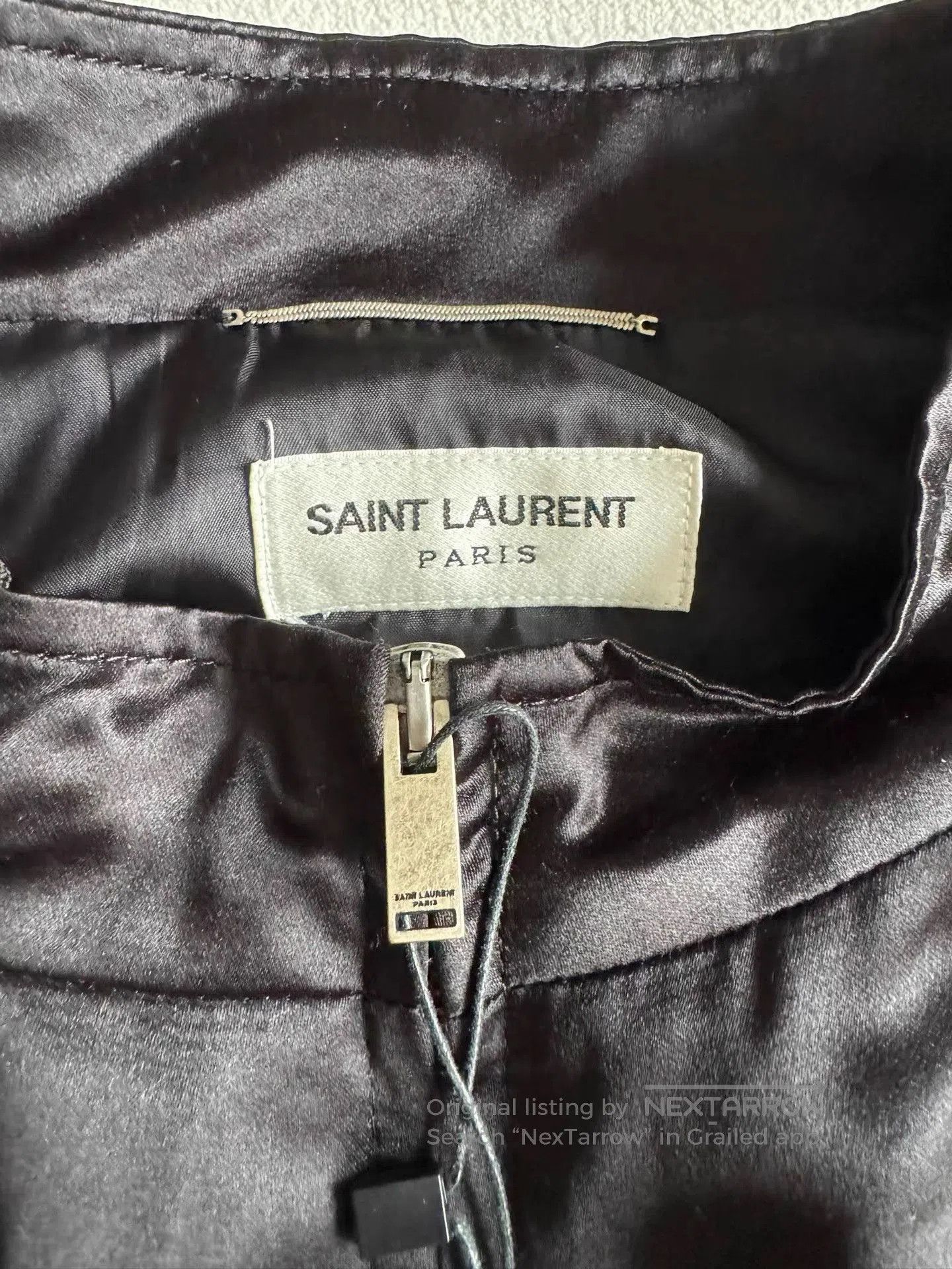 Saint Laurent Paris Black Satin Bomber Jacket with Zip Pockets - Size M. Size US M / EU 48-50 / 2 - 3 Thumbnail