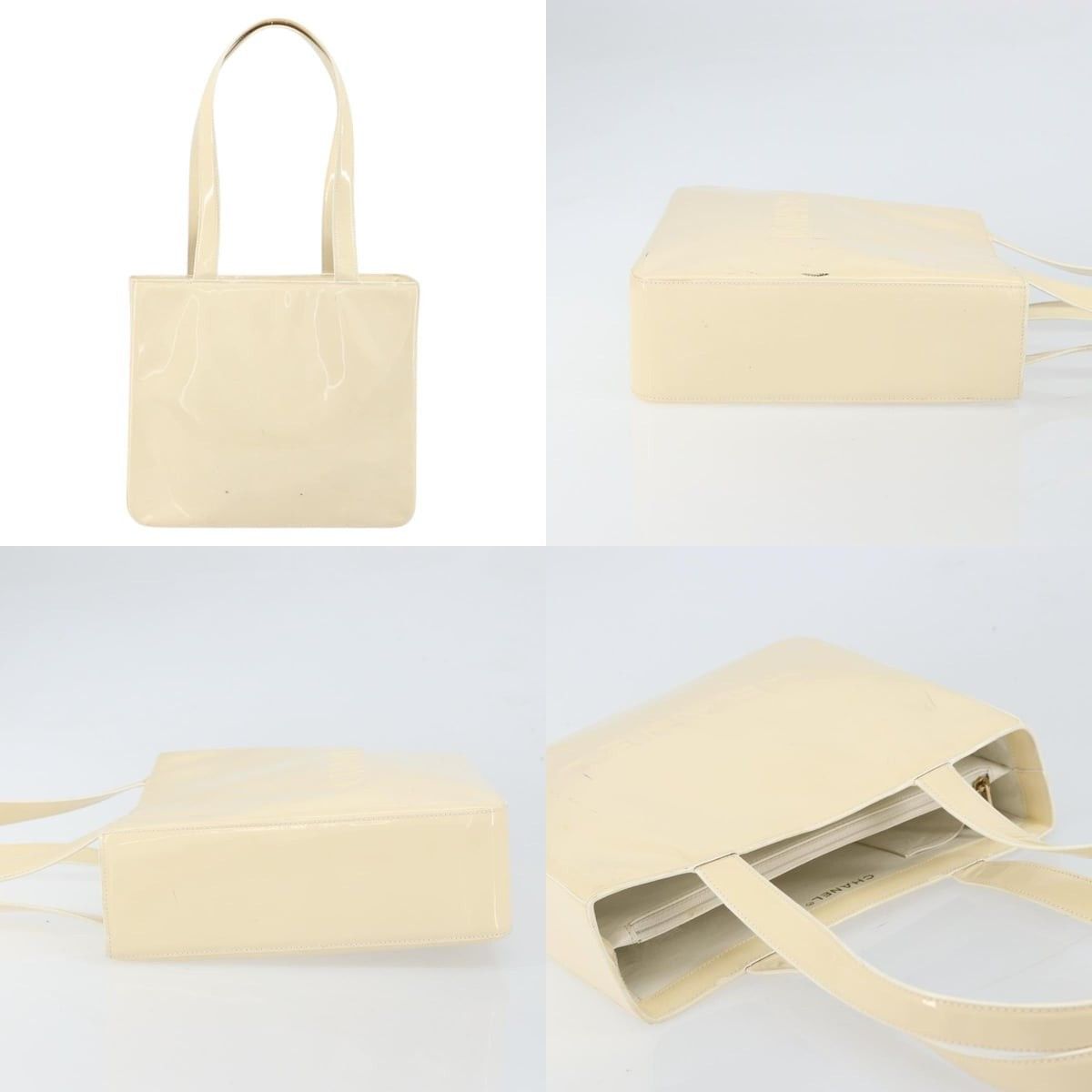Chanel Chanel Tote Bag Patent Leather Beige Gold CC Size ONE SIZE - 3 Thumbnail