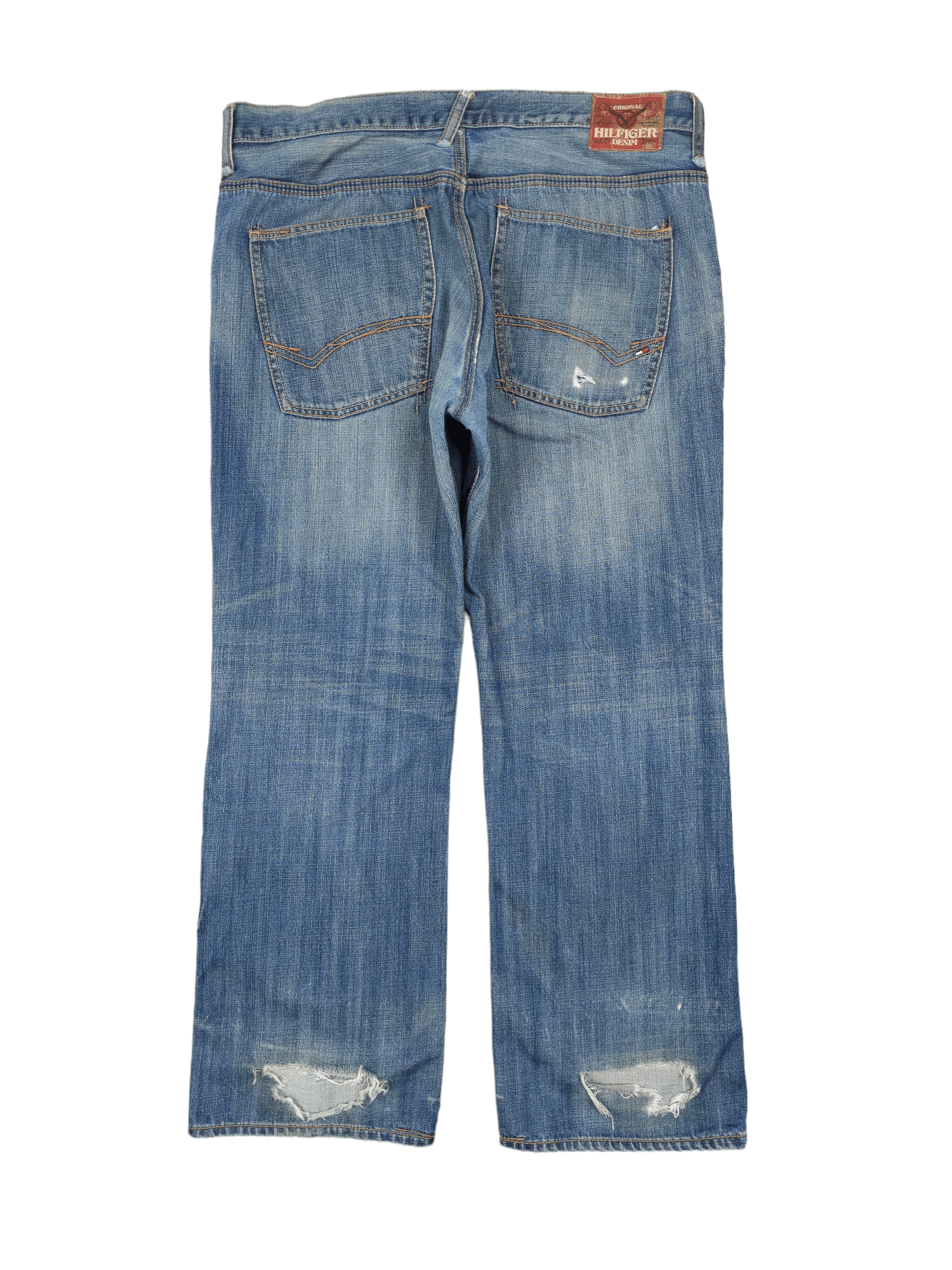 Japanese Brand × Tommy Hilfiger 💎 Size 38/30 Distressed Washed Ripped Baggy Denim Jeans Size US 38 / EU 54 - 2 Thumbnail