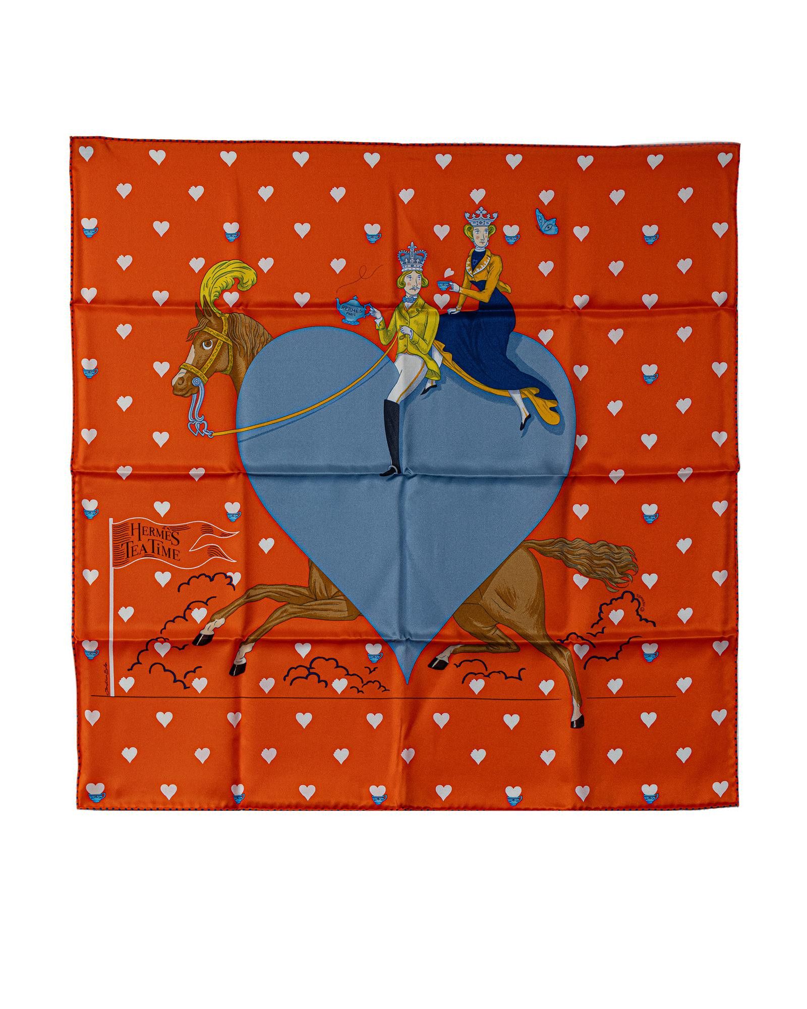 image of Hermes Medaillons Silk Scarf in Red, Women's