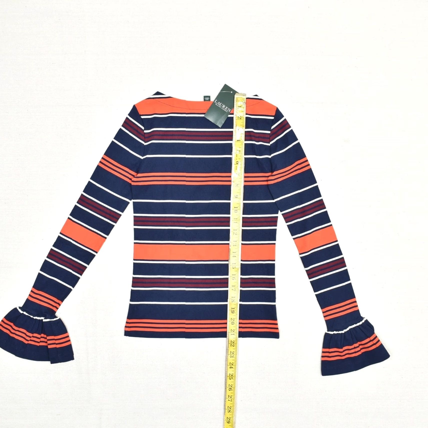 Ralph Lauren Lauren Ralph Lauren Blouse Striped Multicolor Cotton Blend Boat Neck Long Sleeve 2XS Womens Shirt Size XXS / US 00 / IT 34 - 5 Thumbnail