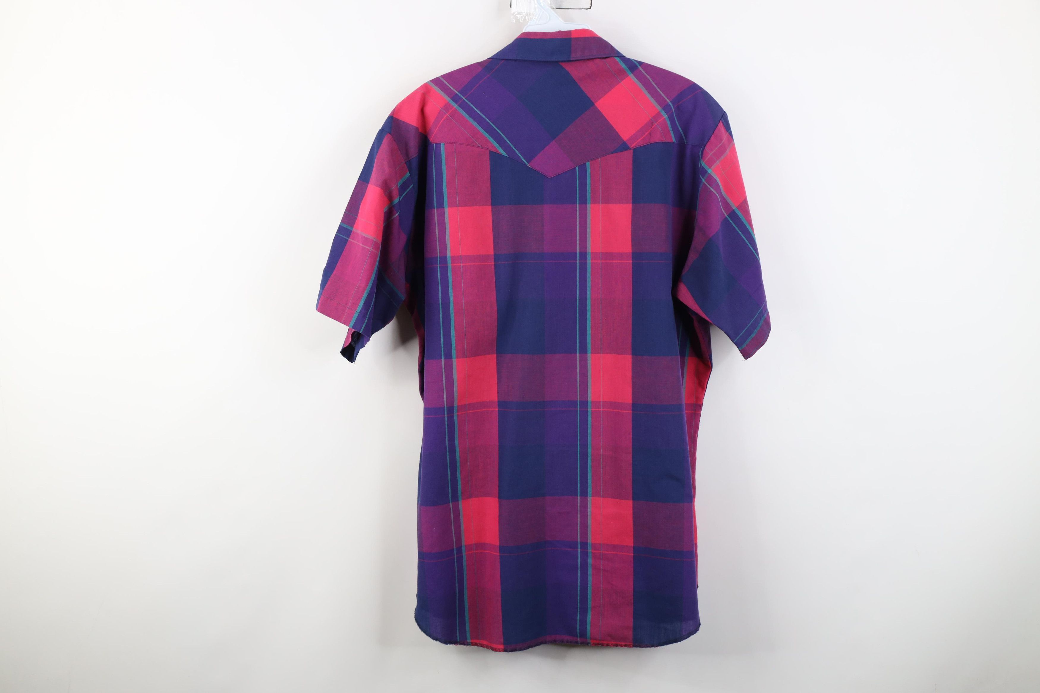 Wrangler Vintage 80s Wrangler Cowboy Short Sleeve Button Shirt Plaid Size US L / EU 52-54 / 3 - 11 Thumbnail