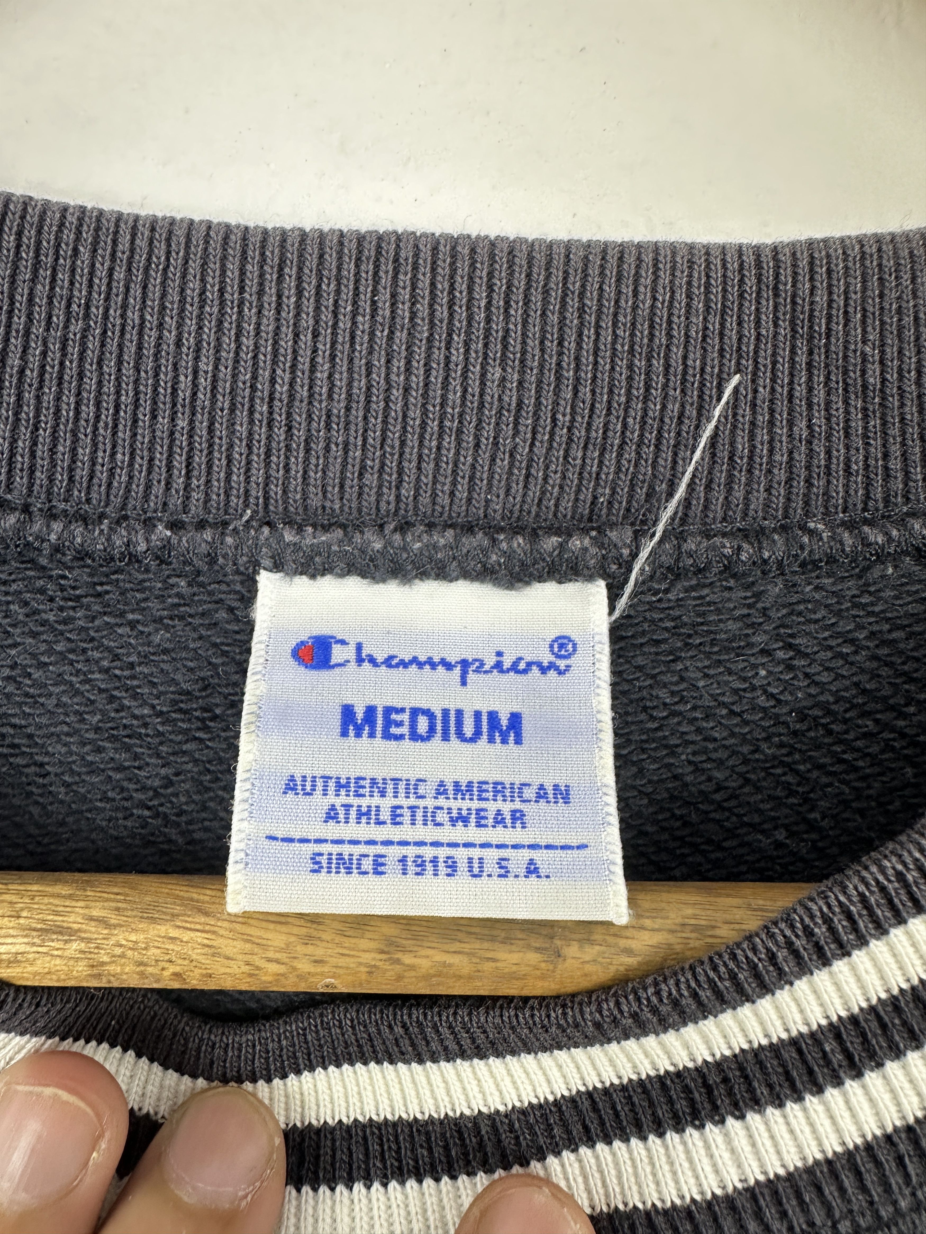 Champion Vintage Champion Striped Trim Grey Crewneck Size M BP0020 Size US M / EU 48-50 / 2 - 5 Thumbnail