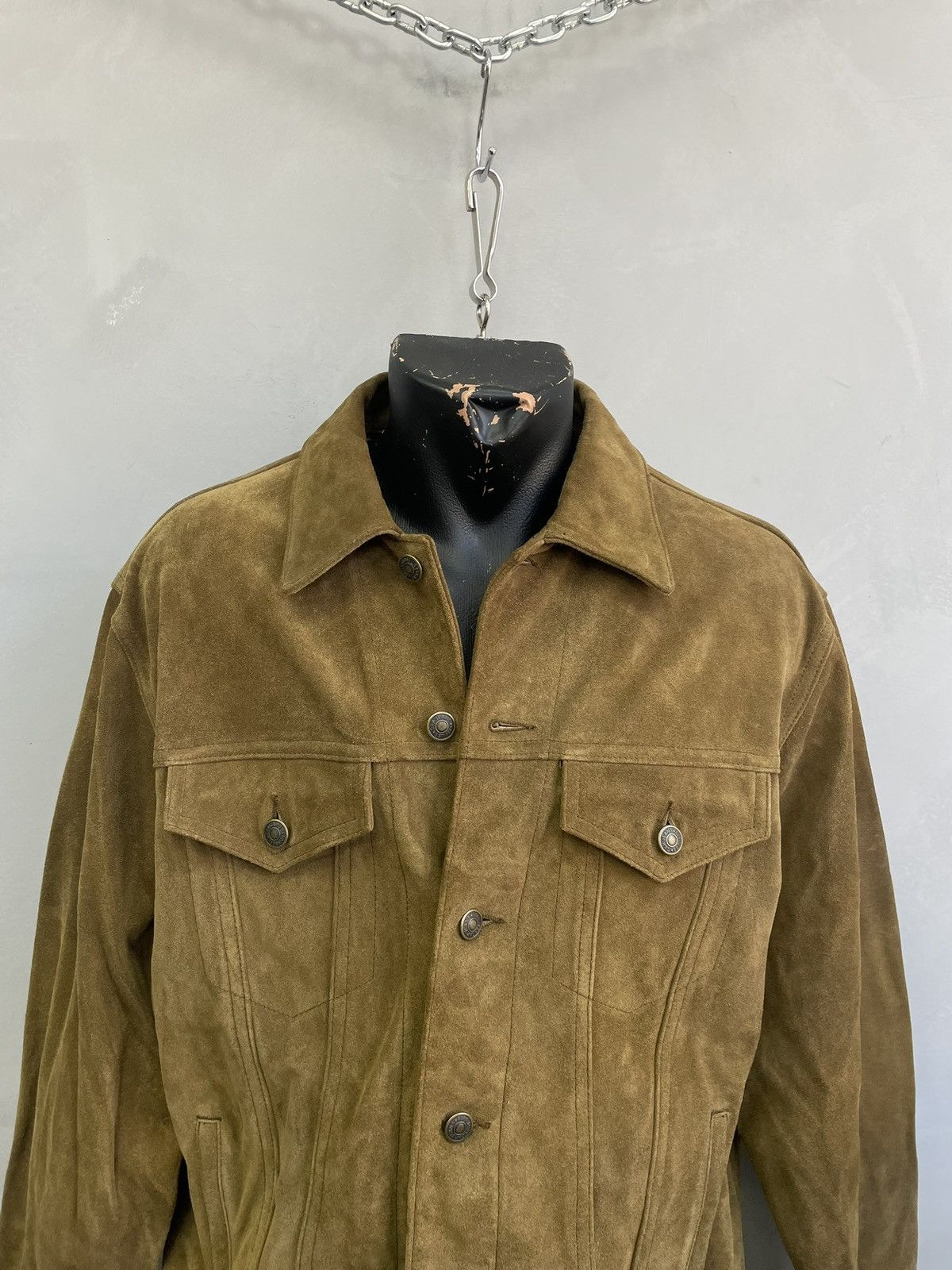 Gap Vintage Y2K GAP Brown retro Suede trucker Leather Jacket Size US M / EU 48-50 / 2 - 2 Thumbnail