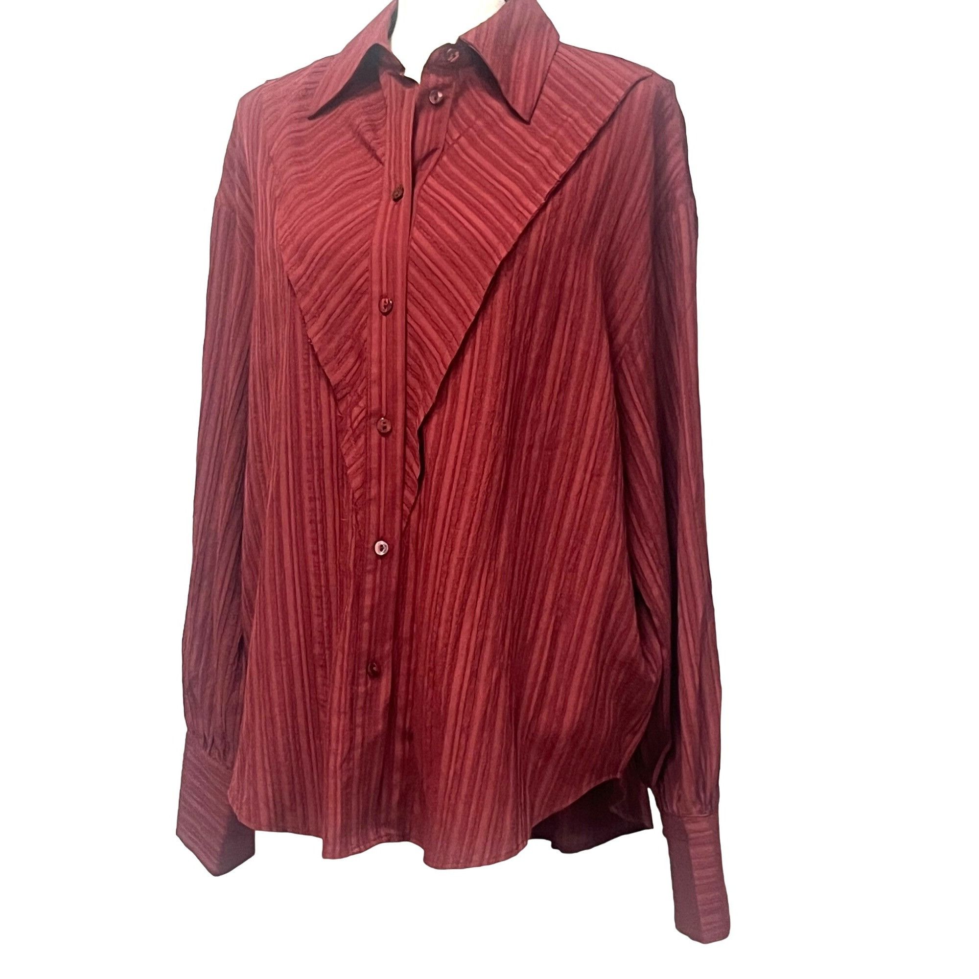 Topshop Topshop textured panel shirt in berry, Sz. 6 Size M / US 6-8 / IT 42-44 - 15 Thumbnail