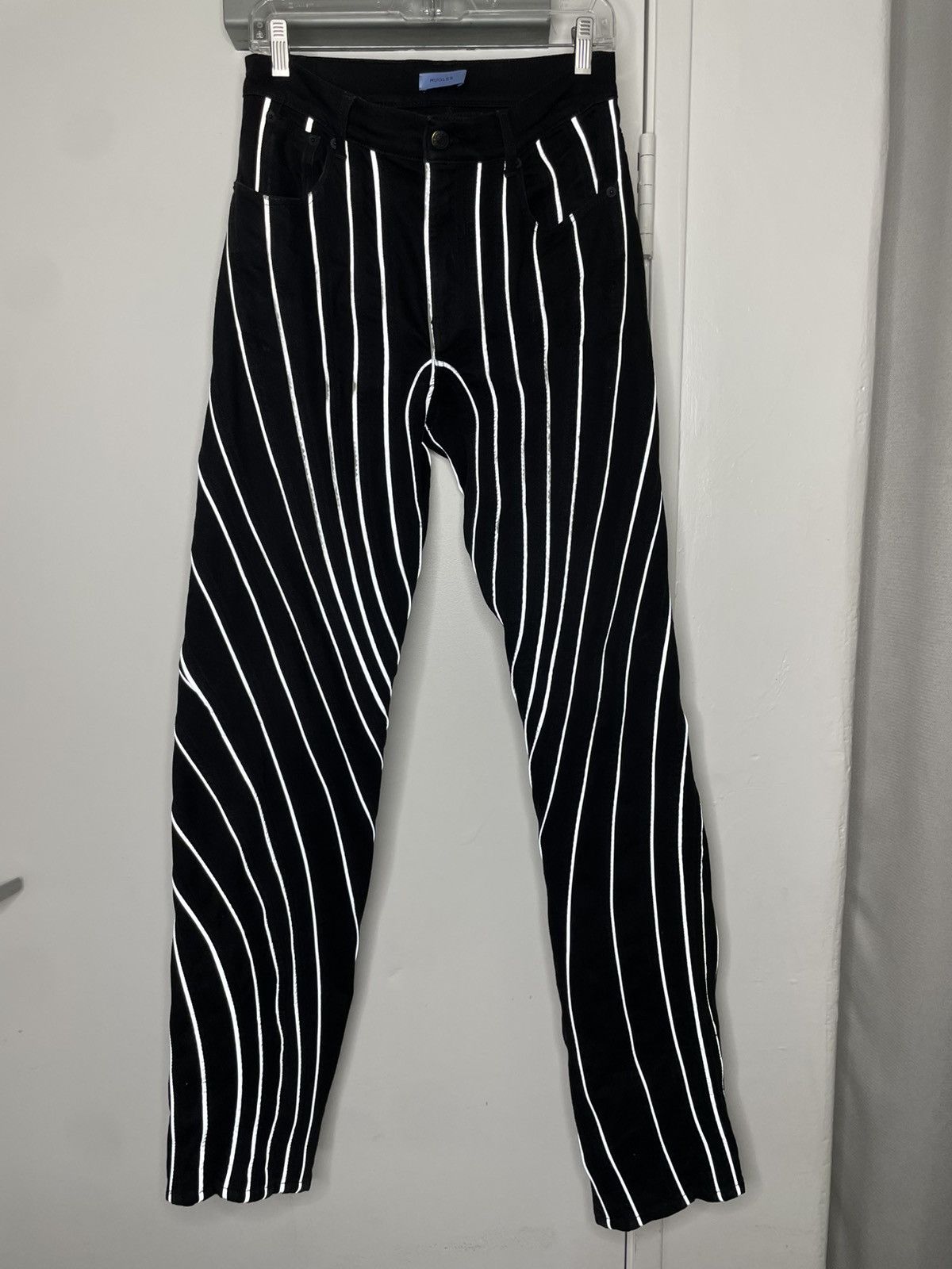 Mugler Mugler Reflective Spiral Black Denim Jeans Size US 32 / EU 48 - 1 Thumbnail