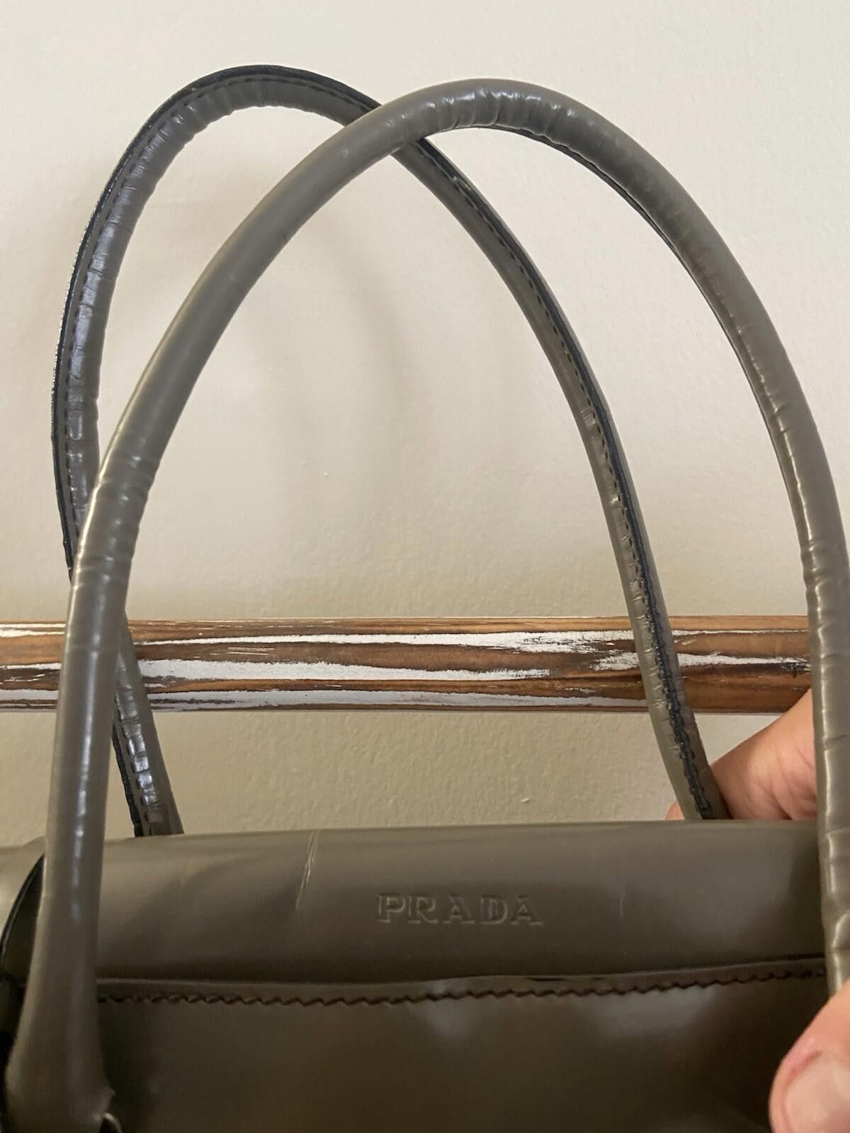 Prada Prada Spazzolato matte gray patent leather hand tote bag Size ONE SIZE - 6 Thumbnail