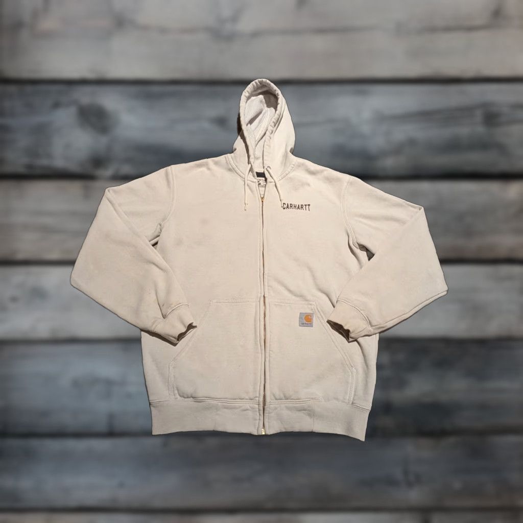Carhartt VINTAGE Carhartt Hoodie Shirt Men Size S Beige Full Zip Hooded 90s Outdoor Rugged Quality Size US S / EU 44-46 / 1 - 1 Thumbnail