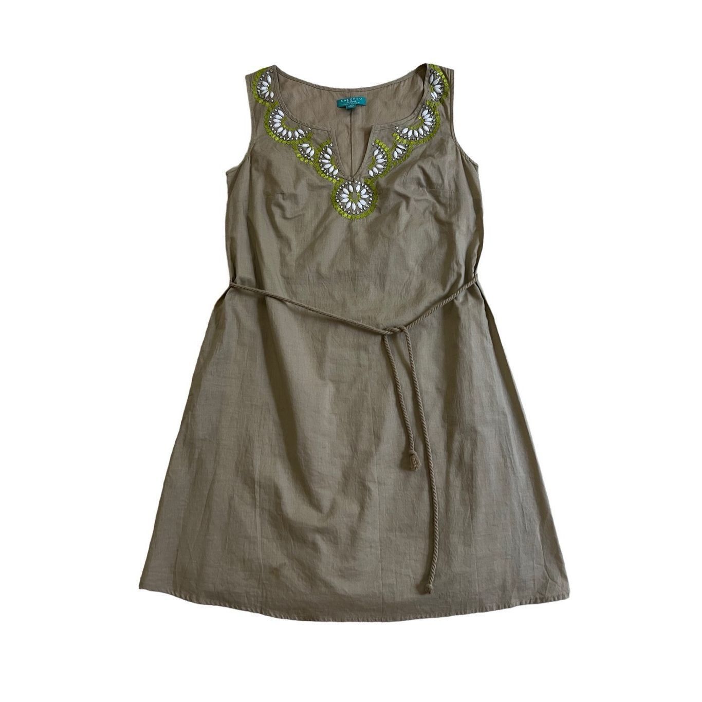 Calypso St Barth Calypso St. Barth Tan Beaded Shift sleeveless Dress size XS Size XS / US 0-2 / IT 36-38 - 6 Thumbnail
