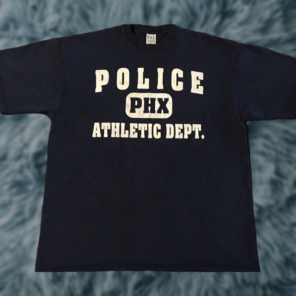 Vintage VINTAGE 90s Phoenix Police Athletic Dept Shirt XL Navy Blue College Grunge Track University USA PFU PE Officer Men's Graphic Tee Size US XL / EU 56 / 4 - 1 Thumbnail