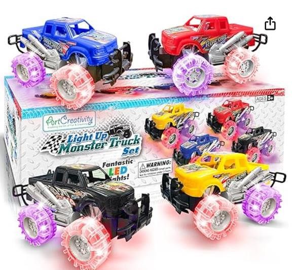NBDN Nobrandedon 4 PACK Light Up Monster Trucks Set, Lights up! Size ONE SIZE - 4 Thumbnail