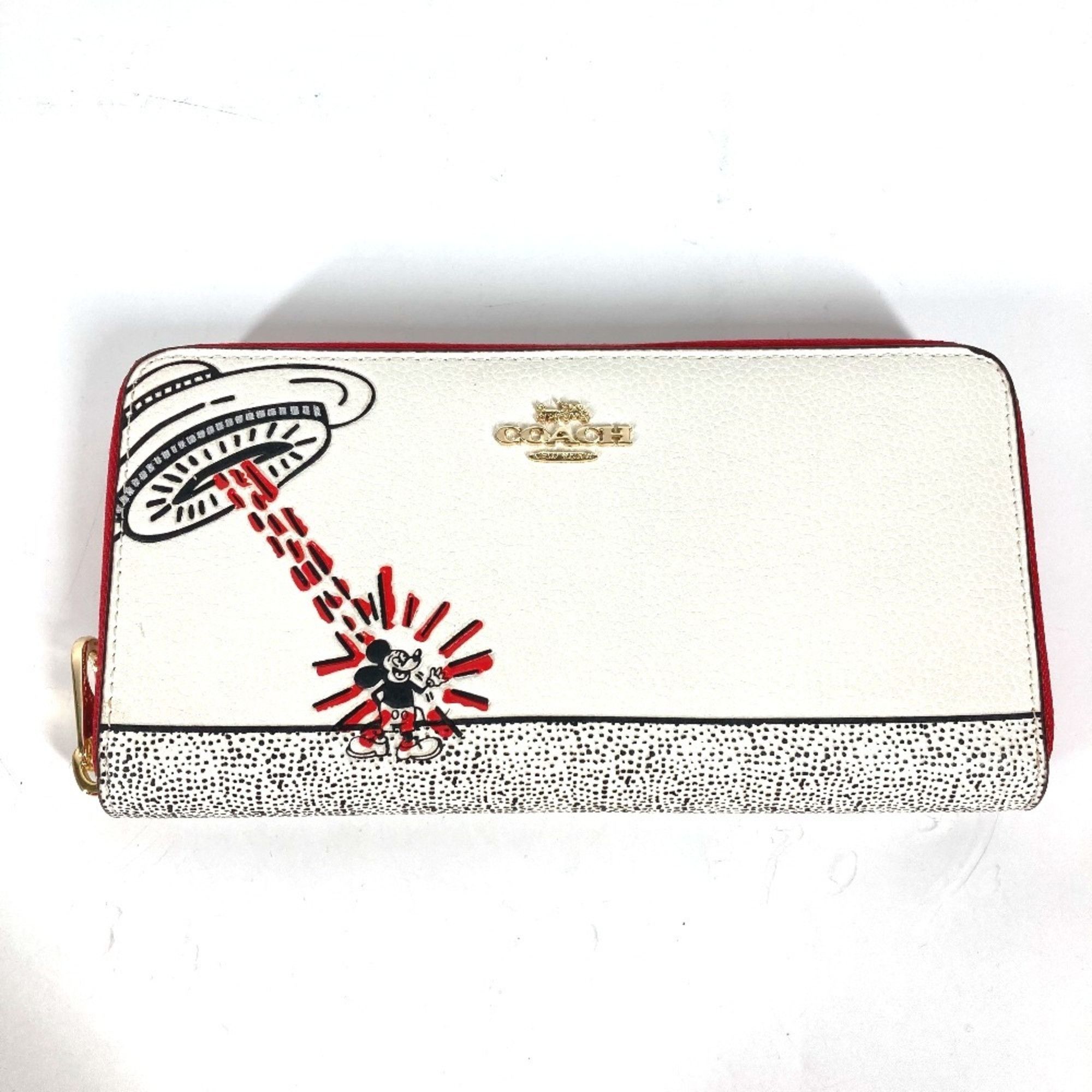 Coach COACH C7800 Keith Haring Collaboration Mickey Mouse Accordion Zip-Around Disney Long Wallet in White Leather Size ONE SIZE - 1 Thumbnail