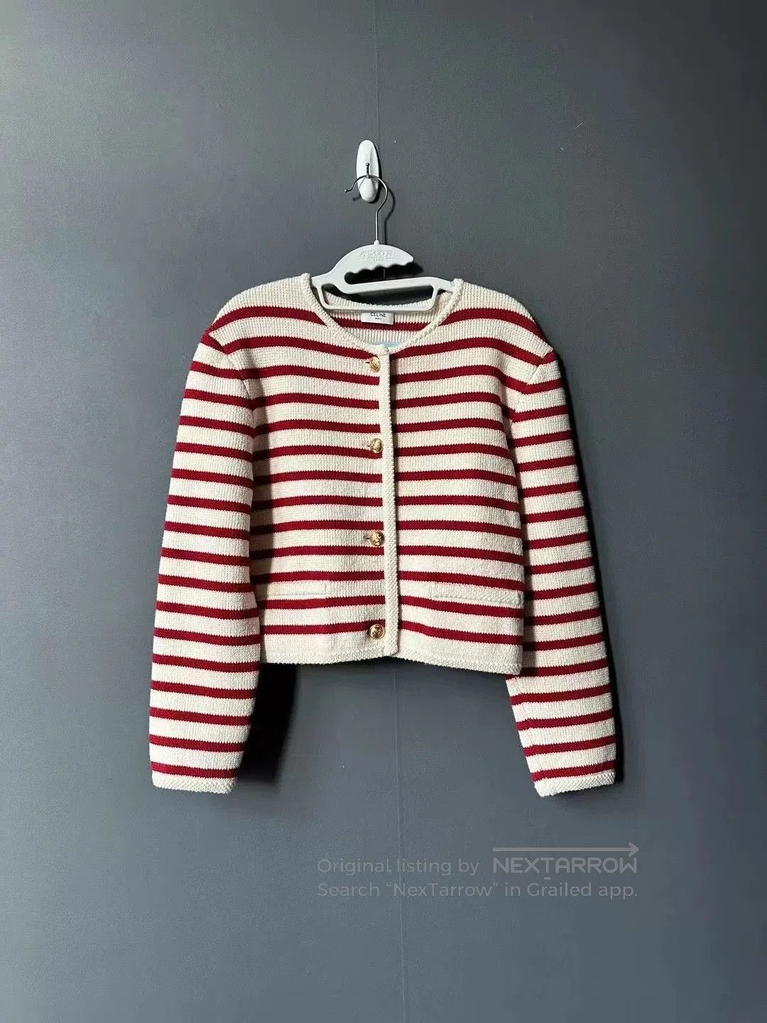 Celine celine red and white striped knit sweater. Size S / US 4 / IT 40 - 1 Thumbnail