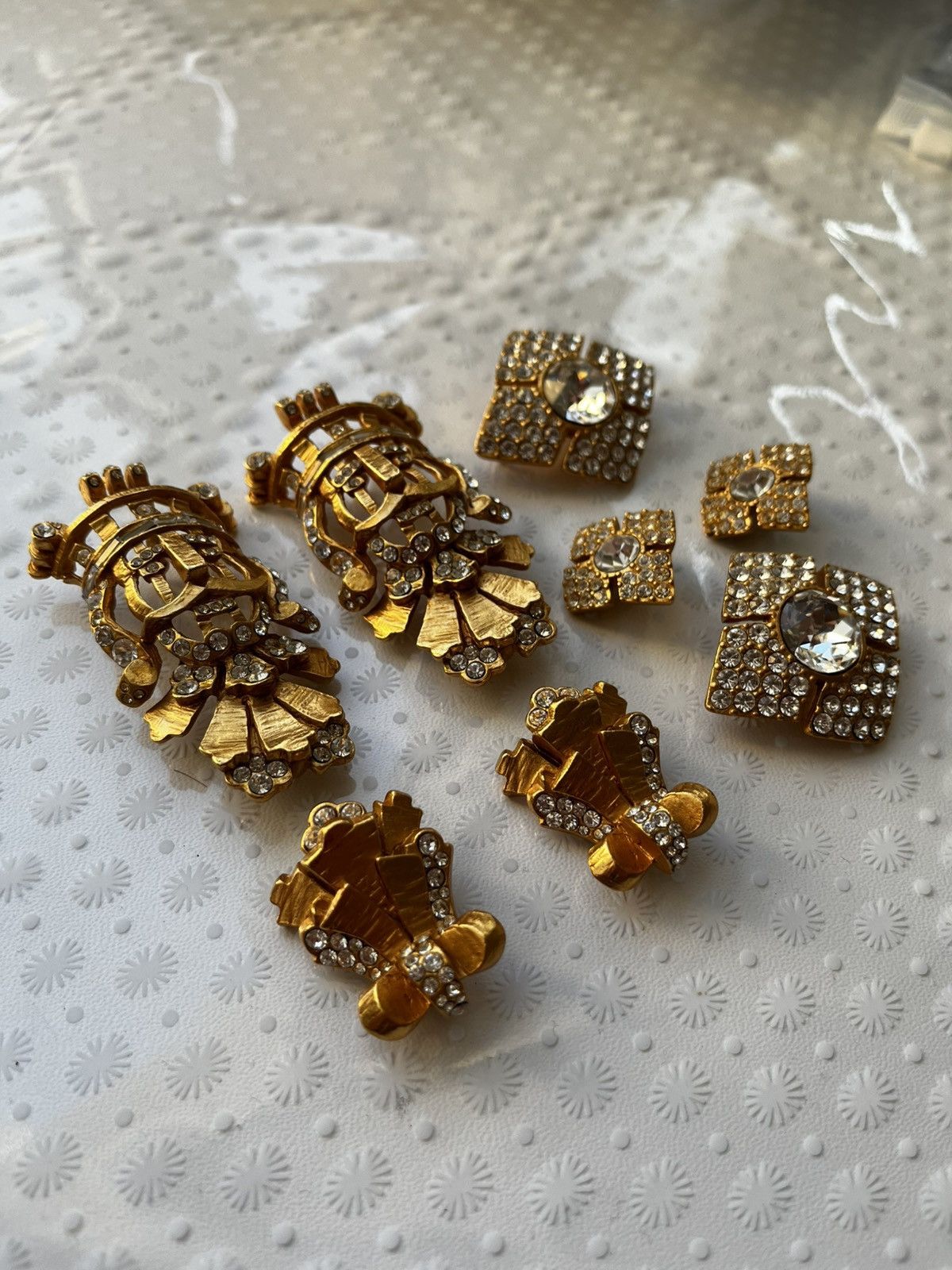 Christian Dior Monsieur Christian Dior Boutique 90s Gold Plated Rhinestones Brooches Size ONE SIZE - 4 Thumbnail