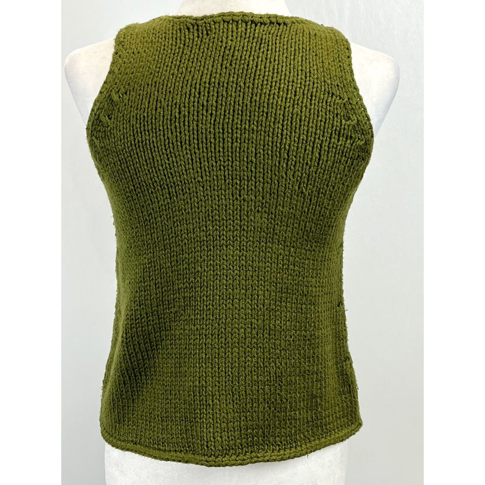 Michael Kors MICHAEL KORS Chunky-Knit Sweater Vest Sz Small Womens Olive Green Classic Size S / US 4 / IT 40 - 3 Thumbnail