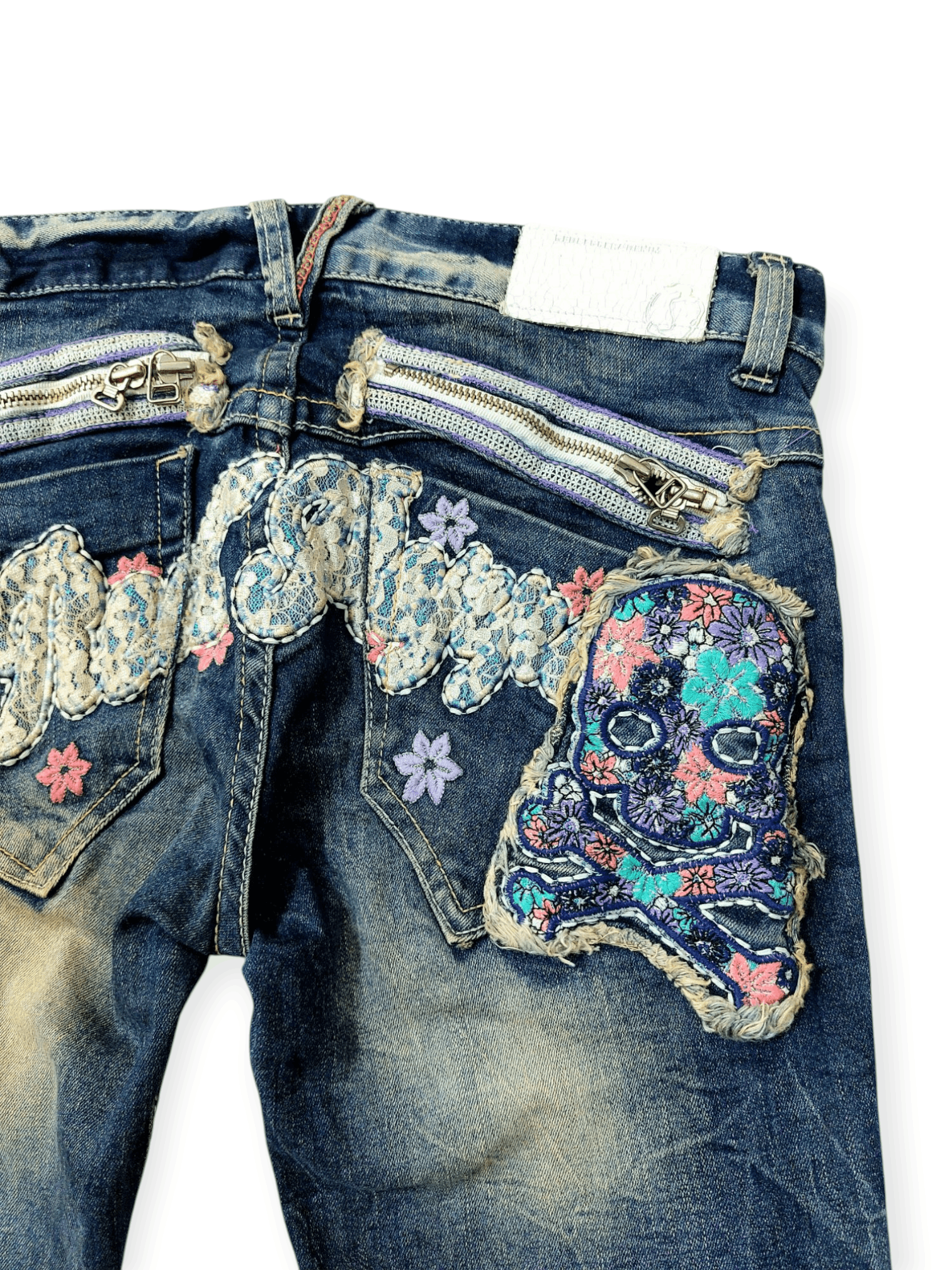 Designer 🔥Red Pepper Jeans Flare Embroidery Florish Skull Size 31" - 11 Thumbnail
