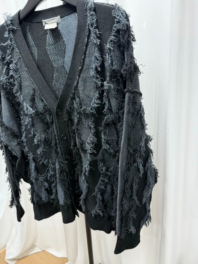 Issey Miyake Issey Miyake Black pen period fur striped cardigan Size S / US 4 / IT 40 - 2 Thumbnail