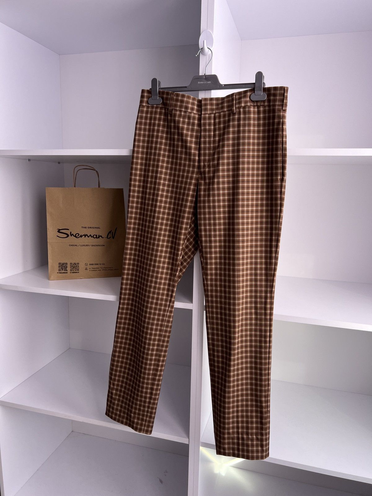 Prada Vintage Prada Milano Brown Check Straight Cotton pants Size US 32 / EU 48 - 2 Thumbnail
