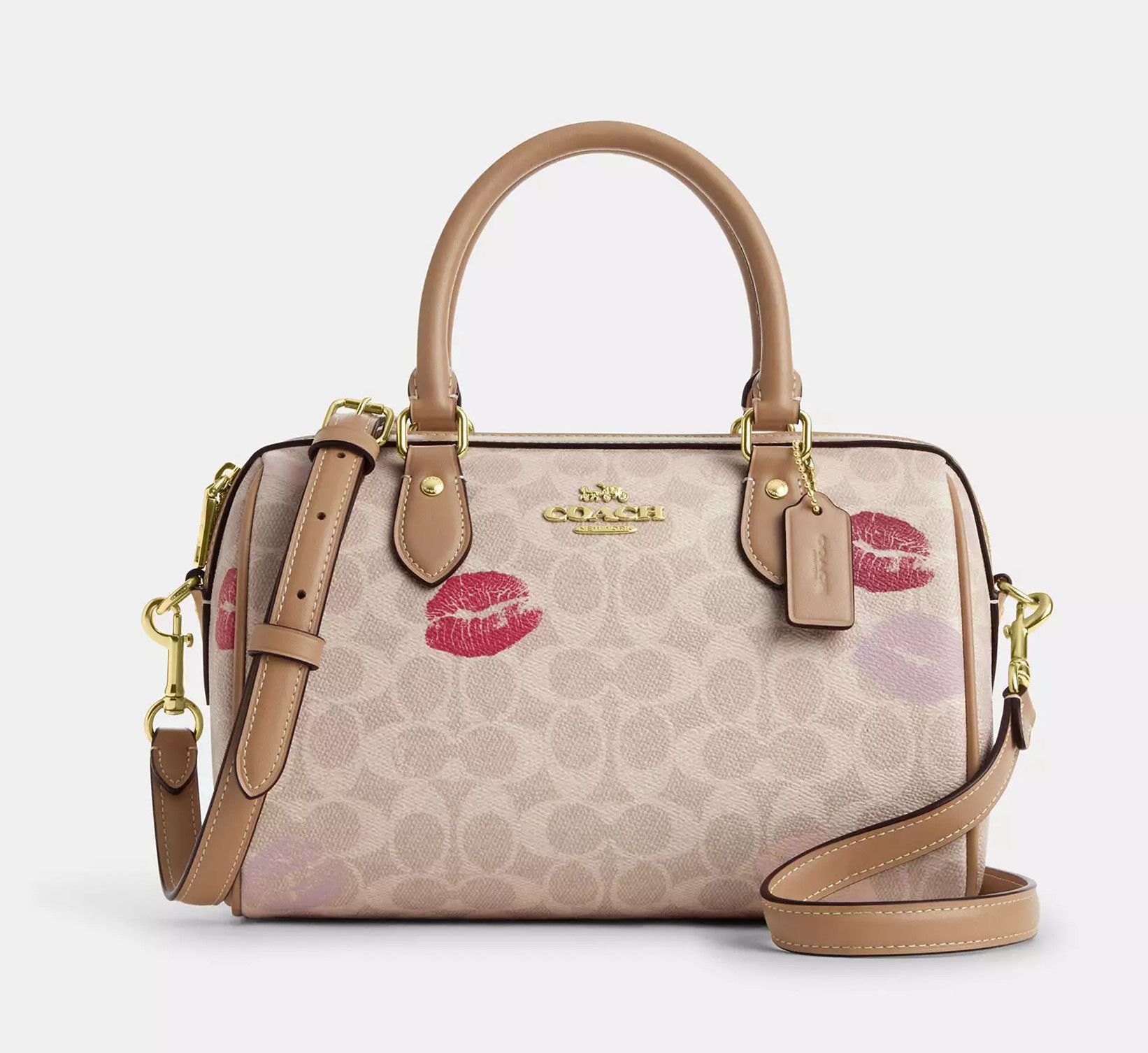 Coach Rowan Satchel Bag With Lips Print CZ934 sand multi color Size ONE SIZE - 2 Thumbnail