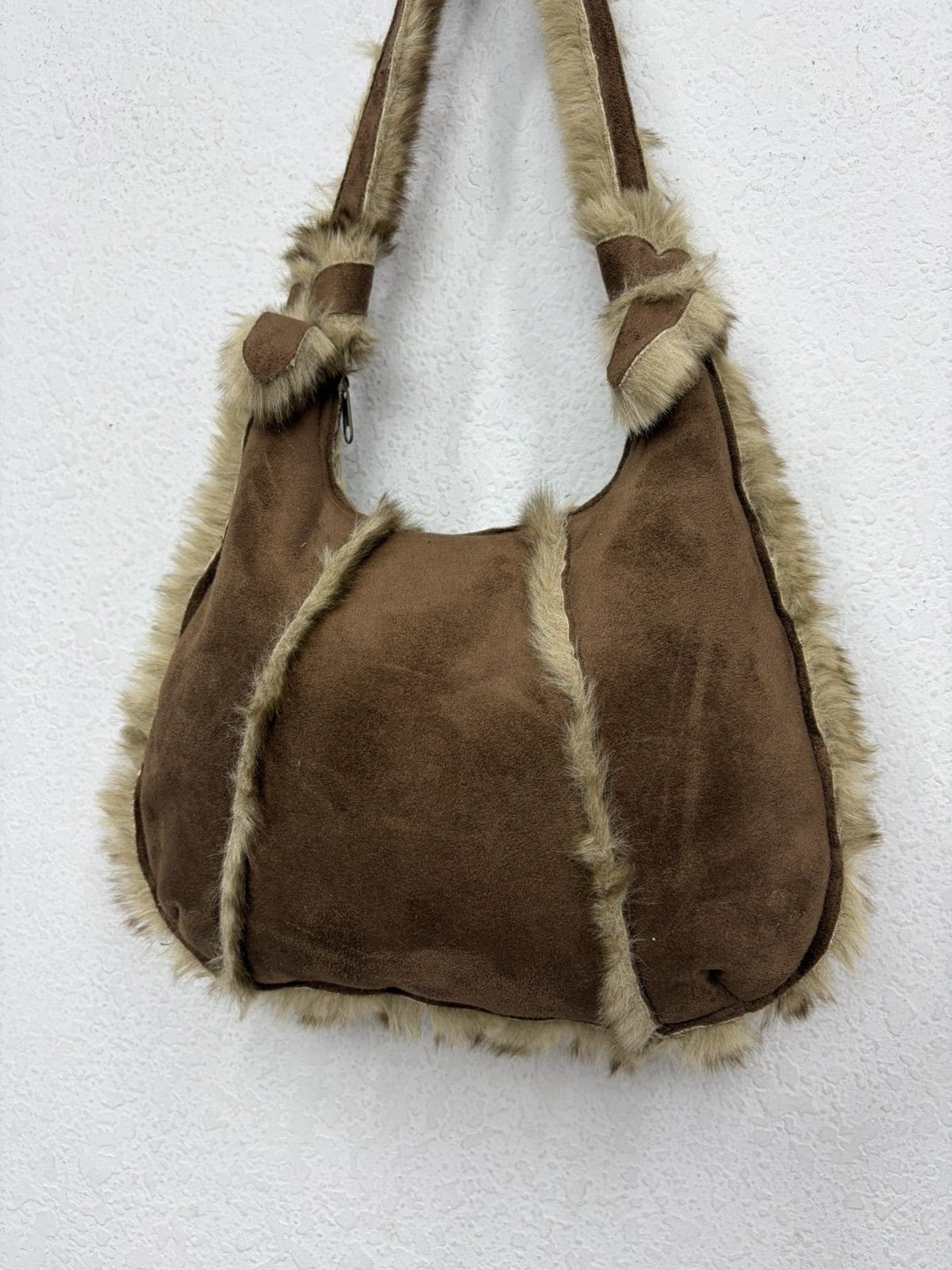 If Six Was Nine Vintage Shearling Fur Leather Shoulder Bag Y2K Boho Suede Size ONE SIZE - 3 Thumbnail