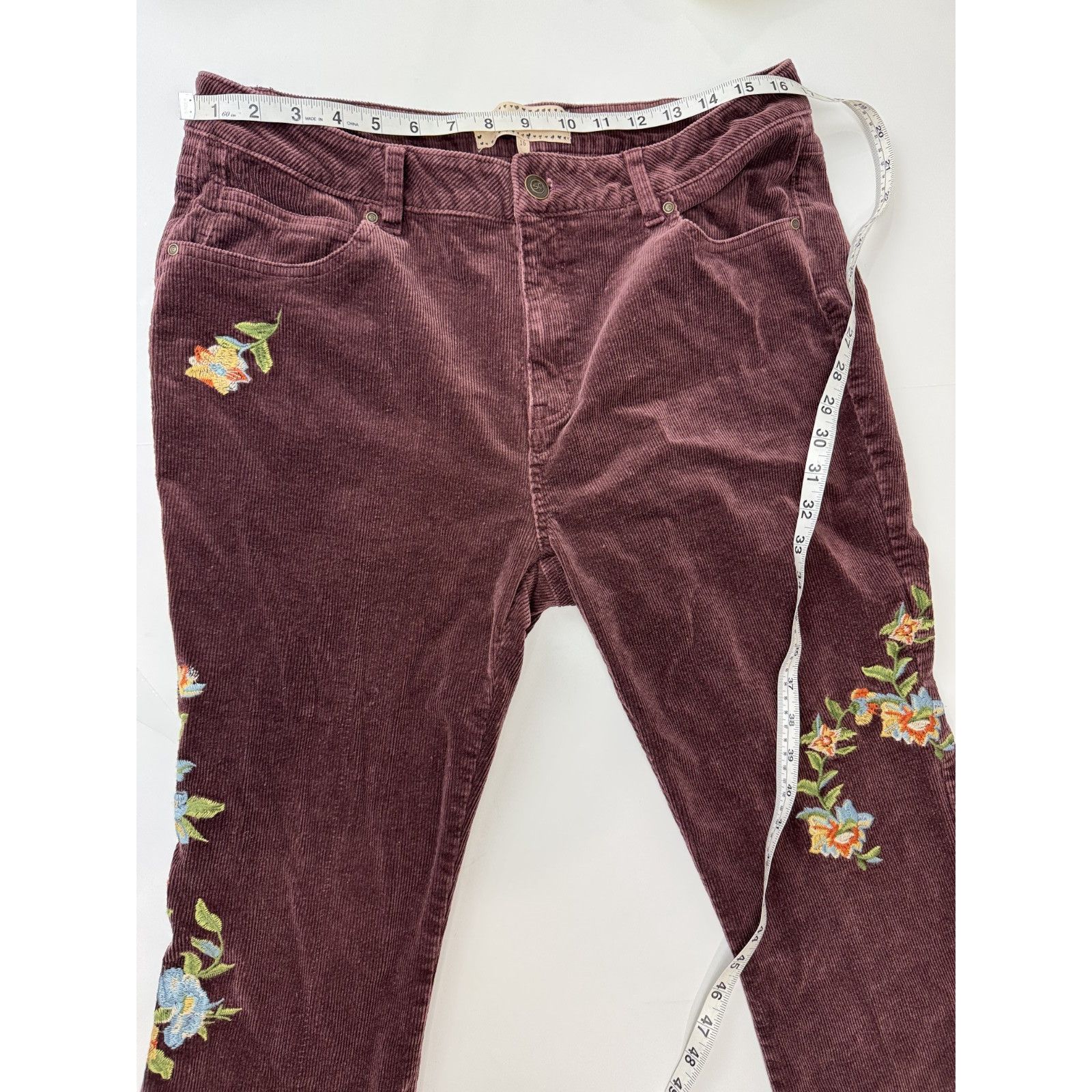 Other Boho Sheryl Crow Corduroy Jeans Floral Festival Gypsy 16 Size 38" / US 16 / IT 52 - 3 Thumbnail