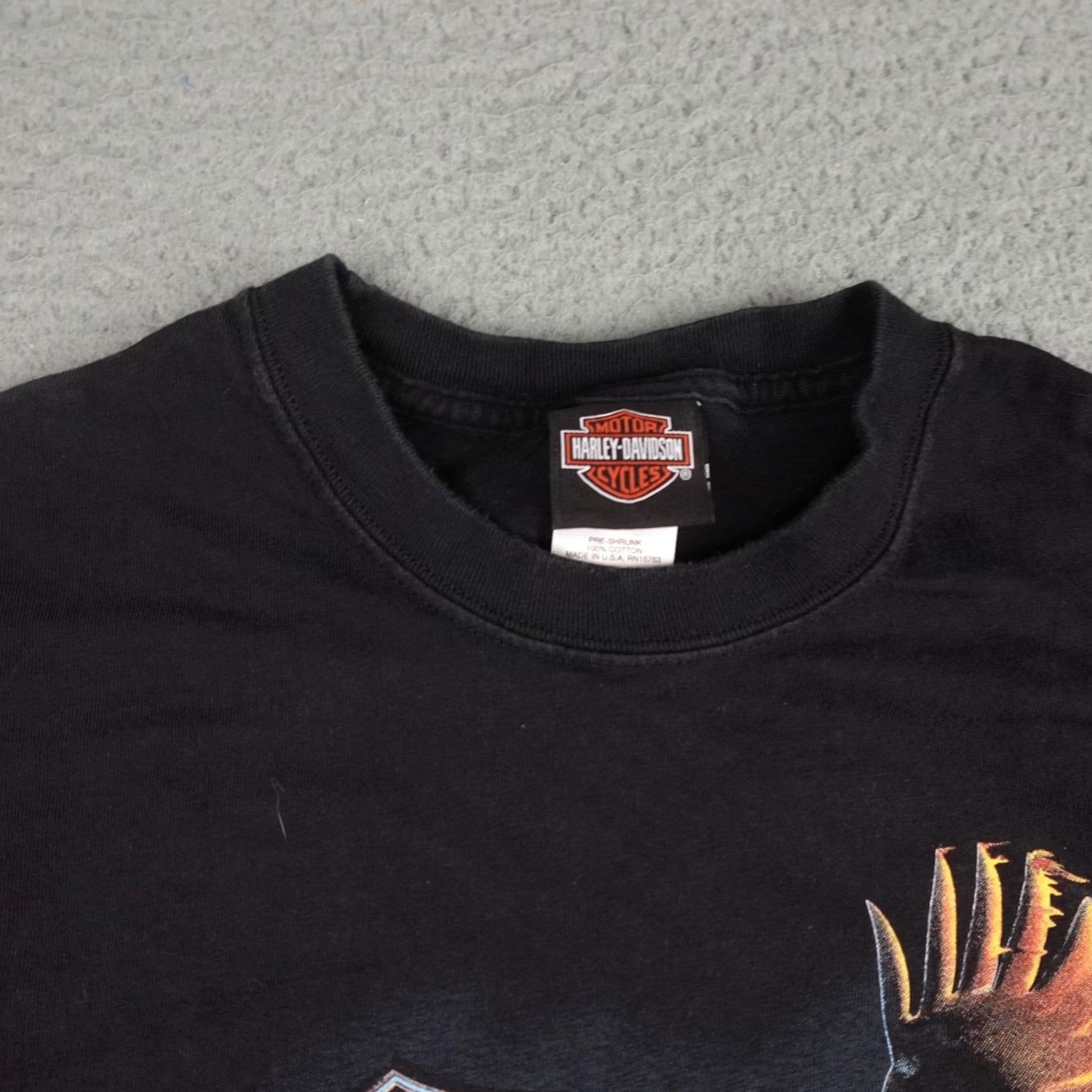 Harley Davidson VINTAGE Harley-Davidson Shirt Mens XL Black Out of the Fire Eagle Made USA 2001 Size US XL / EU 56 / 4 - 6 Thumbnail