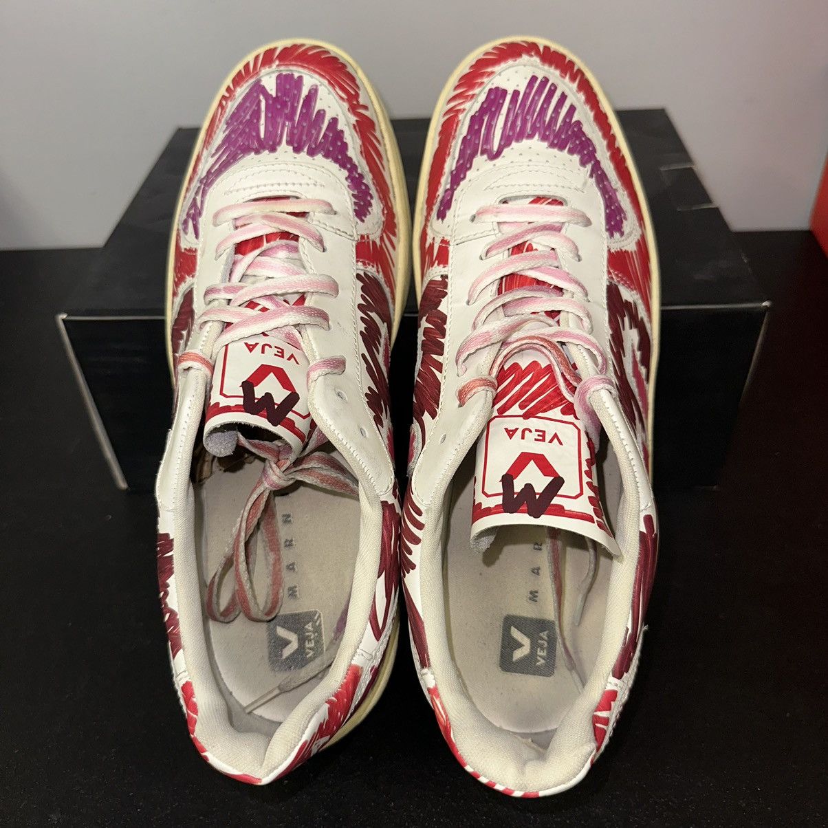 Marni × Veja Marni x Veja V-10 Scribble Leather Sneakers - US 11.5 Eu Size US 11.5 / EU 44-45 - 4 Thumbnail