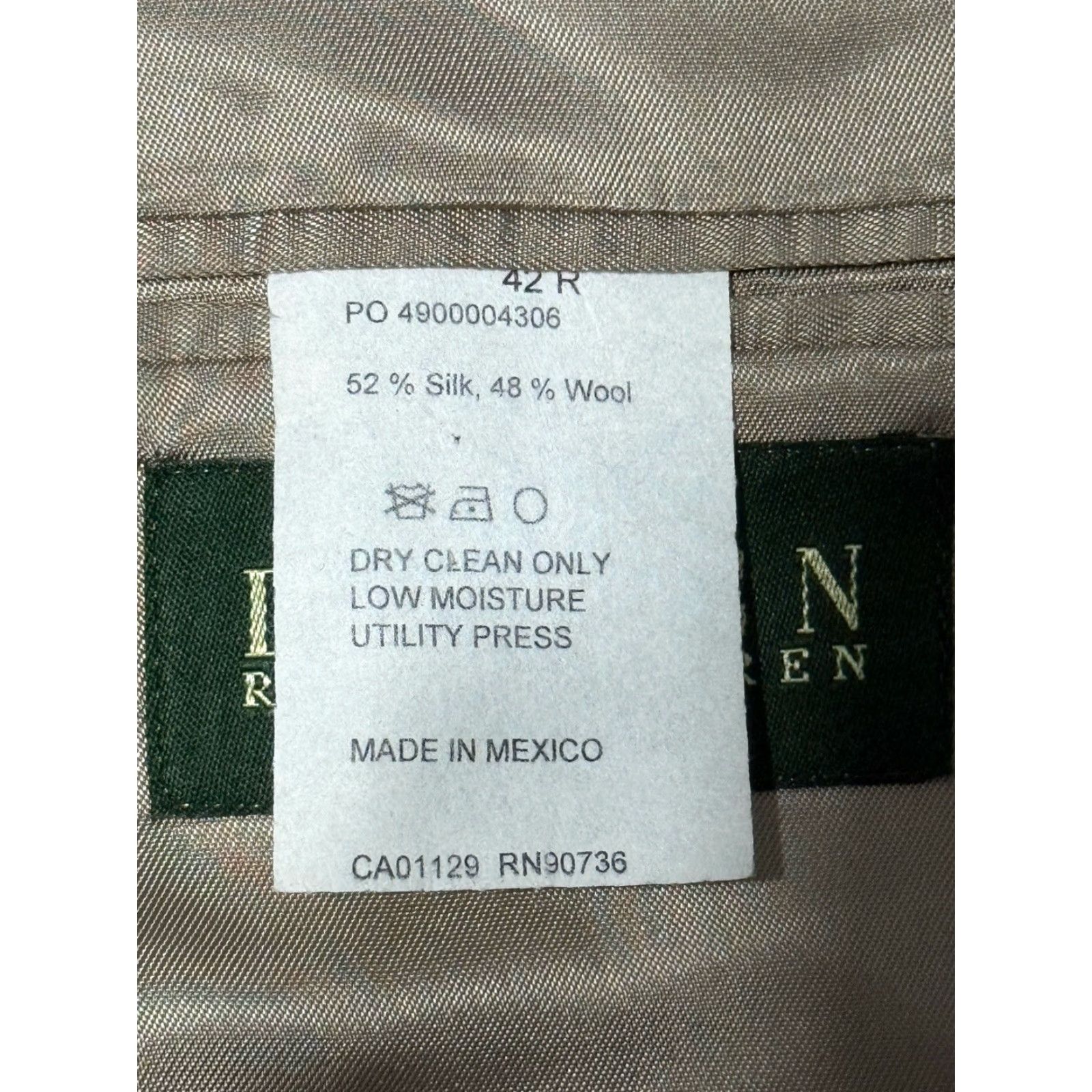 Ralph Lauren Ralph Lauren Mens Blazer Sport Coat Houndstooth Wool Silk 42R Notch Lapel Single-Breasted 2-Button Front Dress Coat Size 42R - 7 Thumbnail