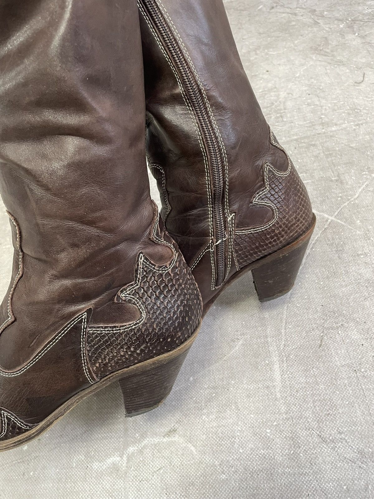 Western Rise Guidi style brown cowboy boots python pattern western style Size US 8 / EU 41 - 11 Thumbnail
