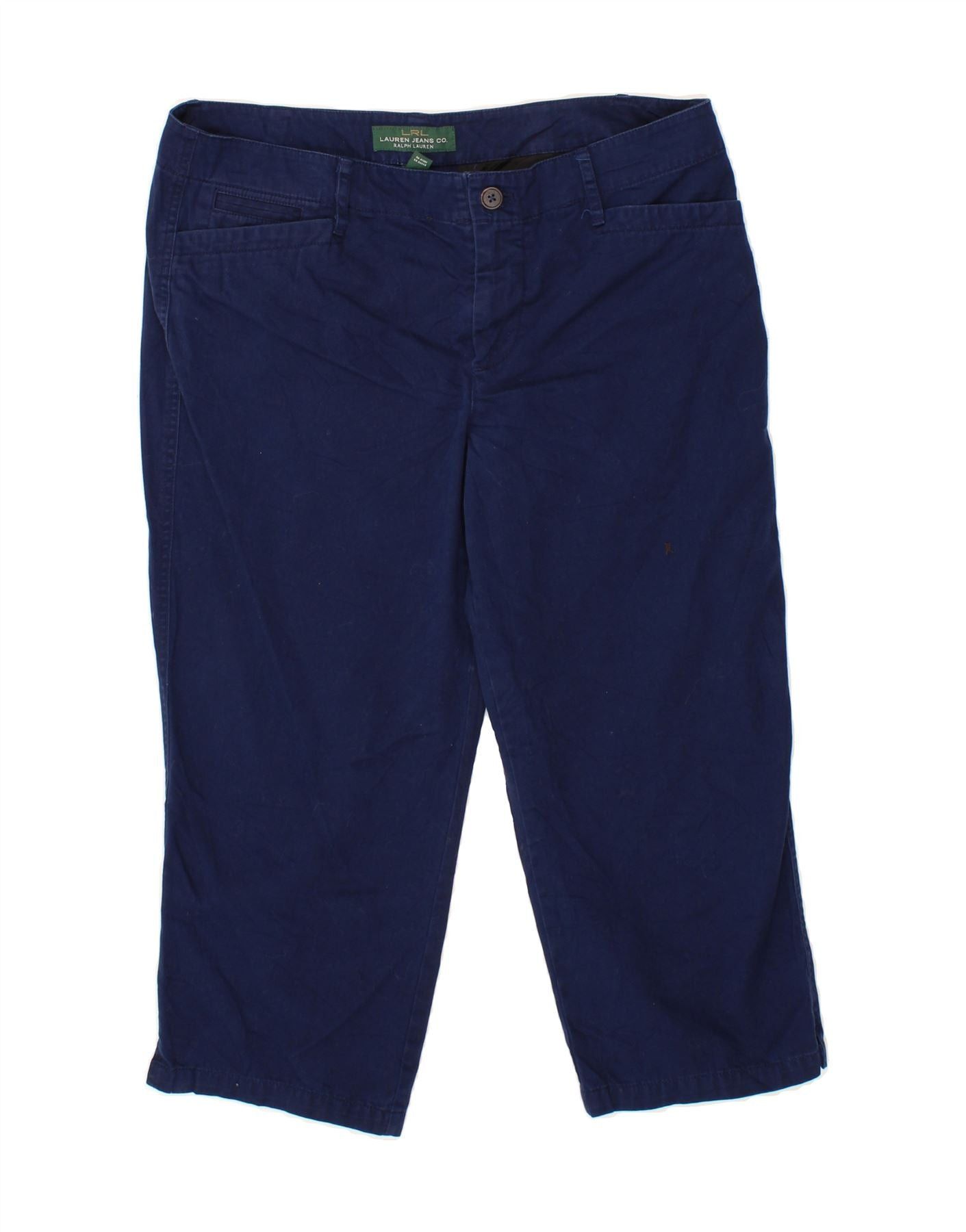 Ralph Lauren Womens Straight Capri Trousers US 10 Large W32 L20 Navy Blue Size 28" / US 6 / IT 42 - 1 Thumbnail
