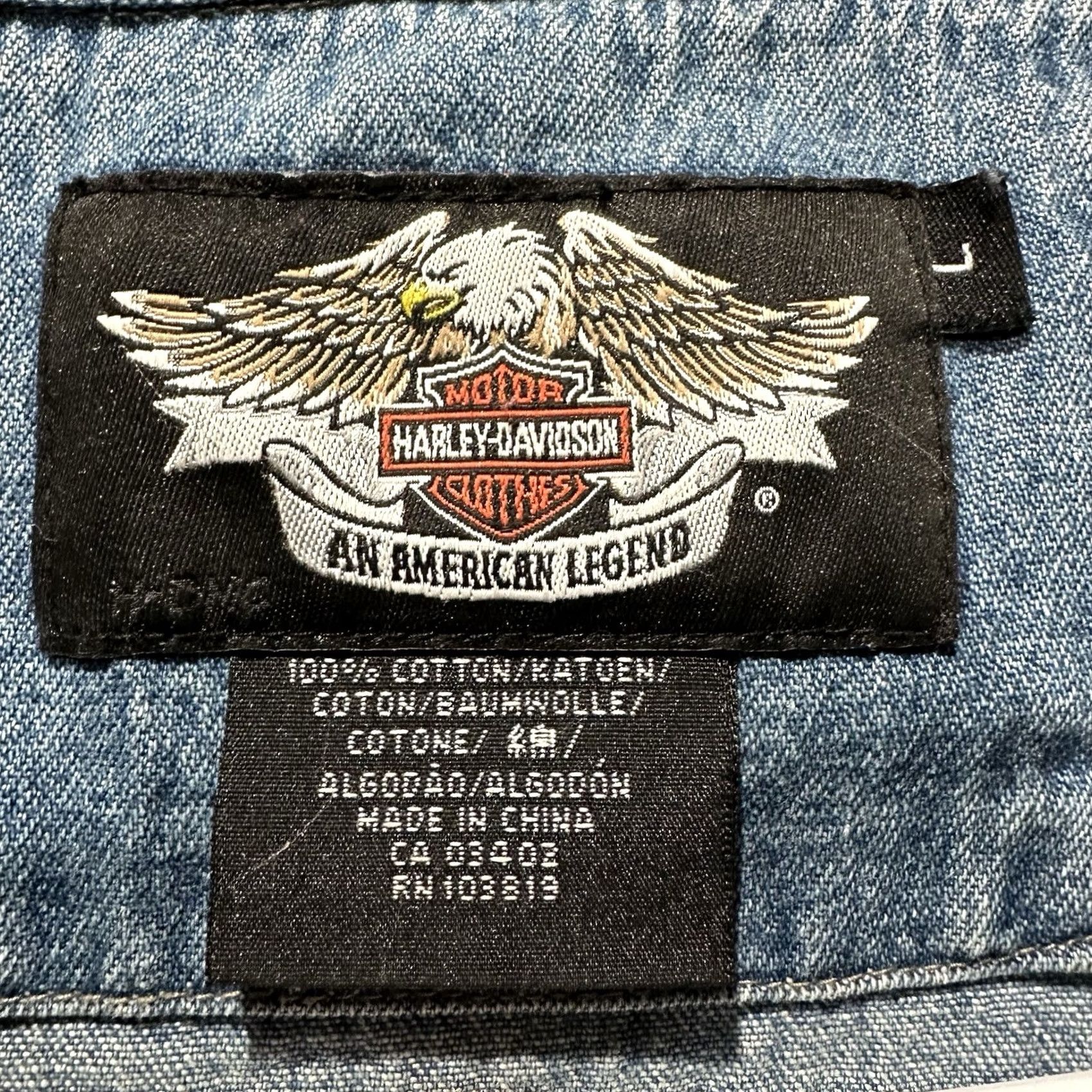 Harley Davidson VINTAGE Harley-Davidson Shirt L Denim 105th Anniversary 2008 Button Down Sleeveless Mens Size US L / EU 52-54 / 3 - 5 Thumbnail