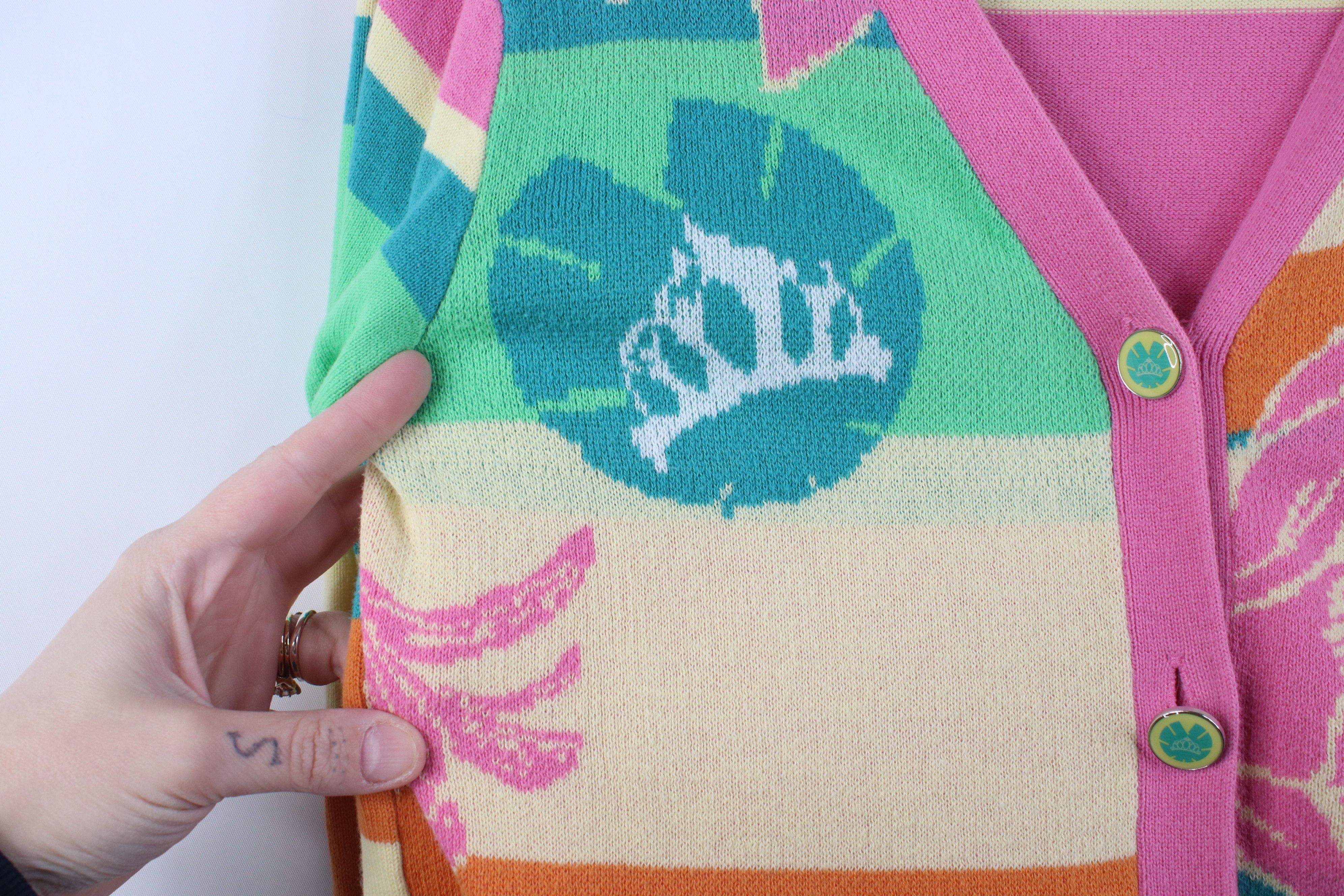 Disney Vintage Y2K Disney Tropical Tiara Knit Cardigan Sweater Size XL / US 12-14 / IT 48-50 - 7 Thumbnail