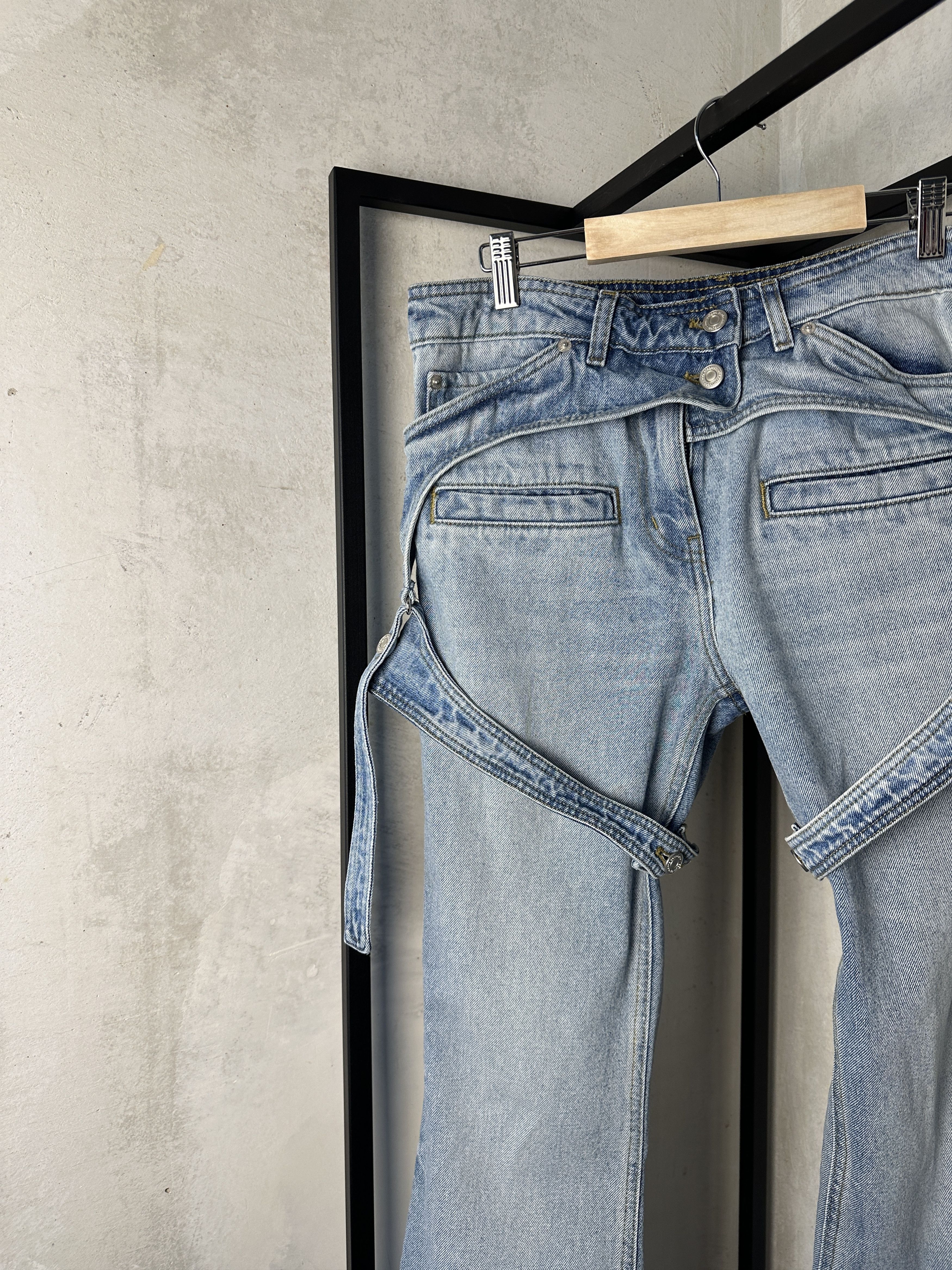 Courreges Solid Color RACER Bootcut Jeans with Adjustable Chaps Straps Size 28" / US 6 / IT 42 - 5 Thumbnail
