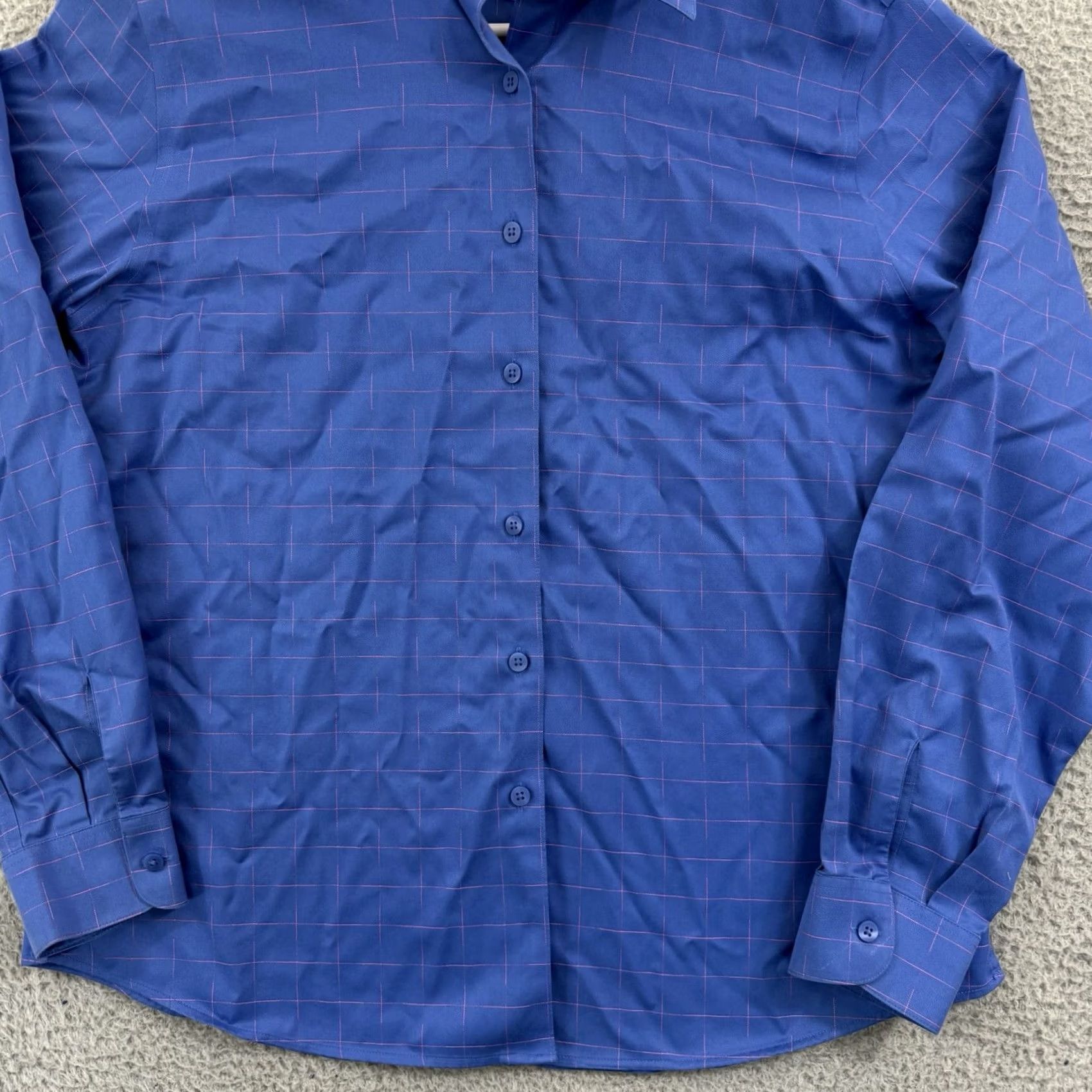 Vintage Foxcroft Shirt Womens 12 Blue Check Equestrian Wrinkle Free Button Up Blouse Size XL / US 12-14 / IT 48-50 - 2 Thumbnail