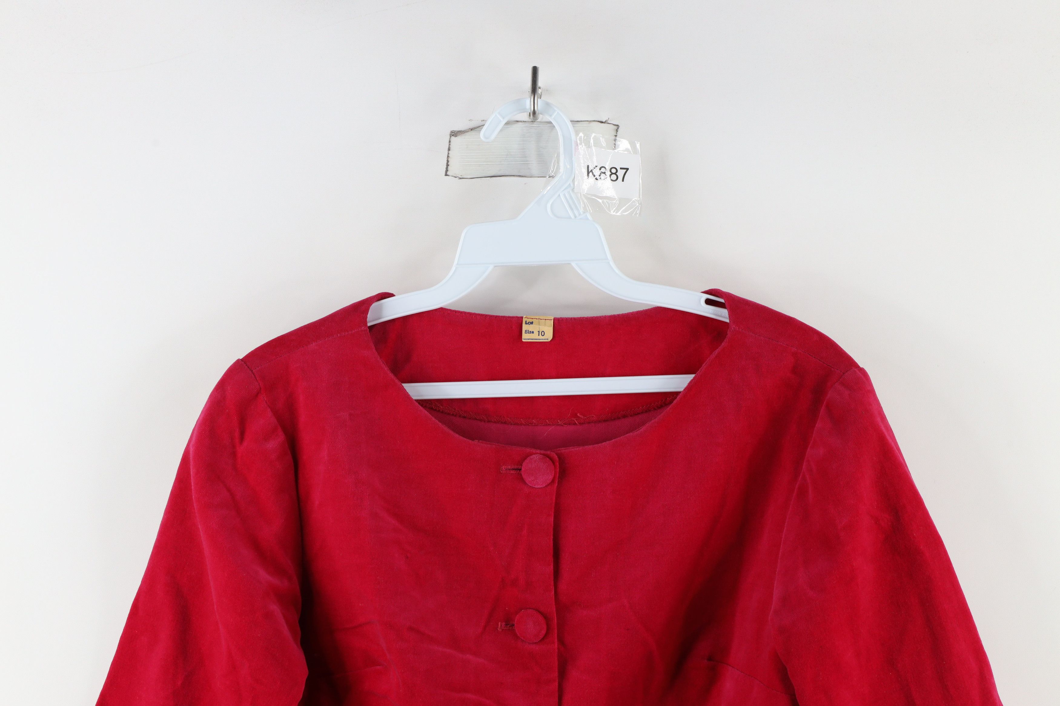 Vintage Vintage 50s Rockabilly Velour Cropped Button Jacket Pink USA Size L / US 10 / IT 46 - 2 Thumbnail