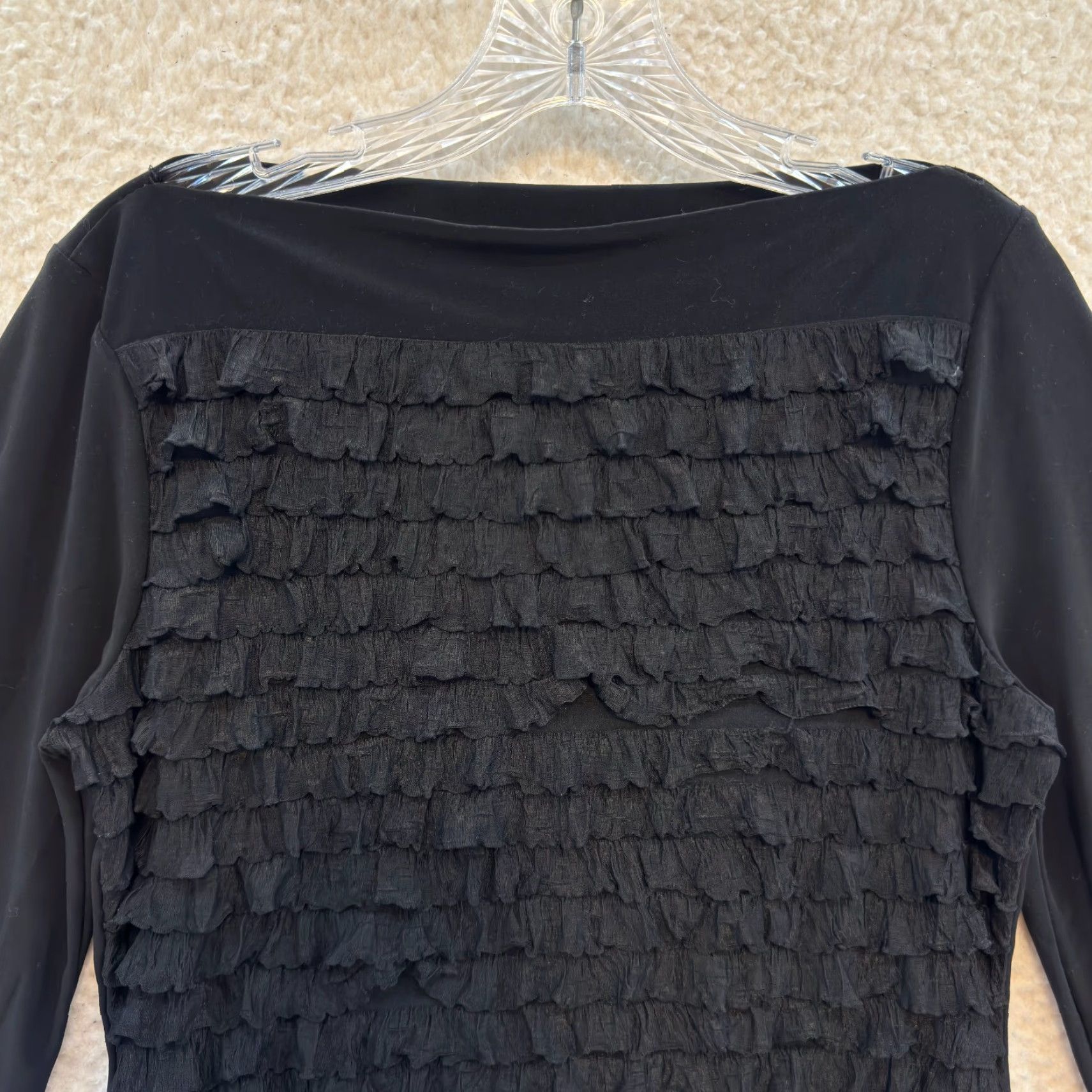 Vintage Y2K Vintage Cocomo Top Medium Black Flare Sleeve Boat Neck Slinky Stretch Corpcore Shirt M Womens Size M / US 6-8 / IT 42-44 - 3 Thumbnail