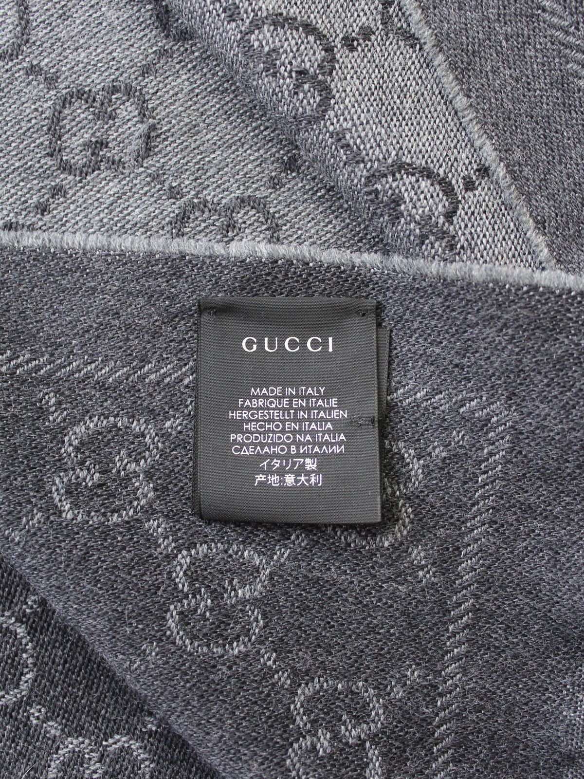 Gucci Gucci GG Jacquard Wool Scarf Grey 48x180 Size ONE SIZE - 8 Thumbnail