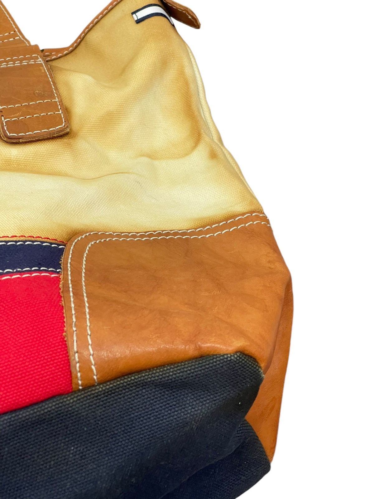 Genuine Leather Leather Cotton Canvas Vtg Tommy Hilfiger Tote Bag 4🟩 Size ONE SIZE - 15 Thumbnail