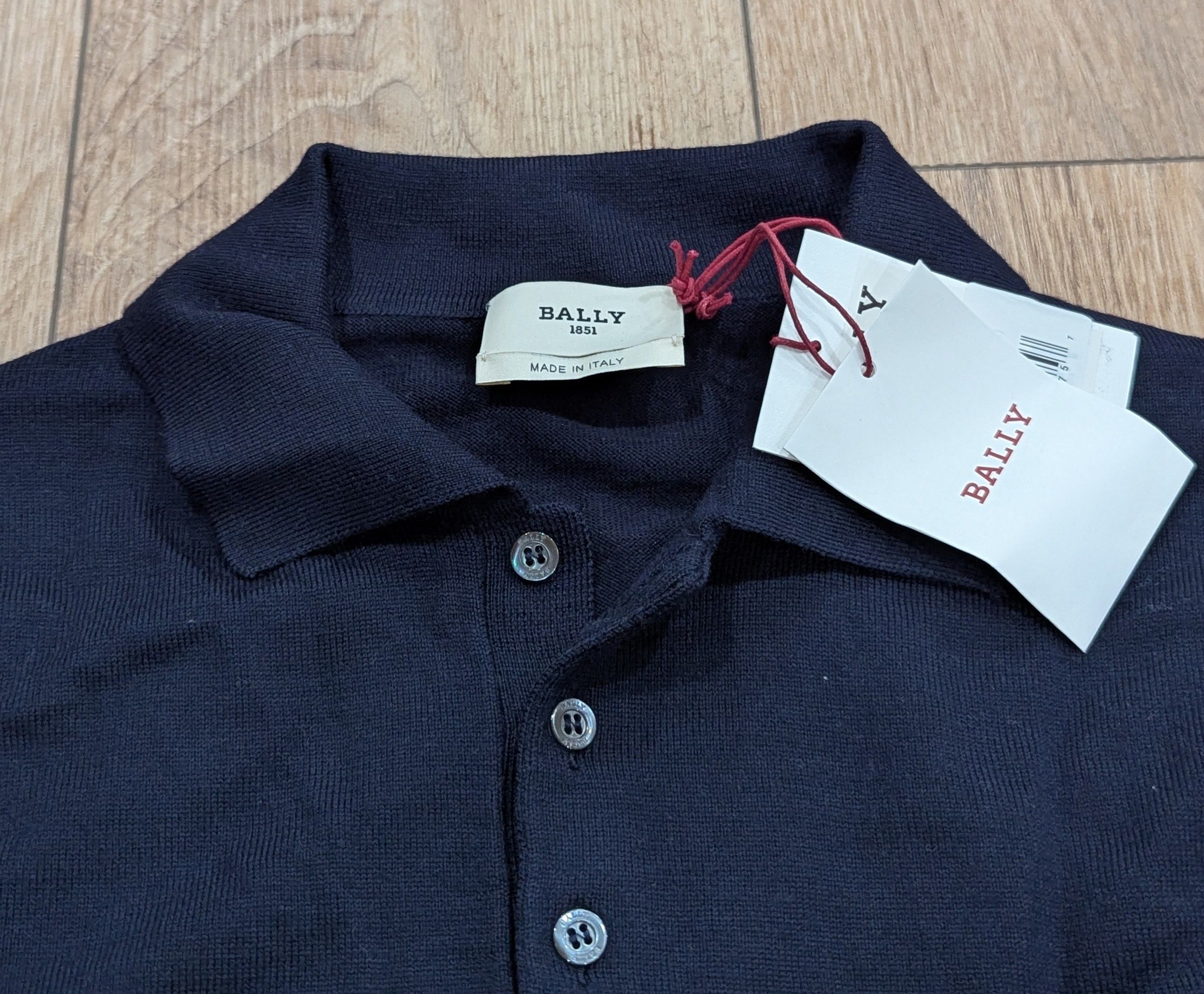 Bally Bally Logo Merino Wool Polo Sweater Navy 46 US 36 Size US S / EU 44-46 / 1 - 2 Thumbnail