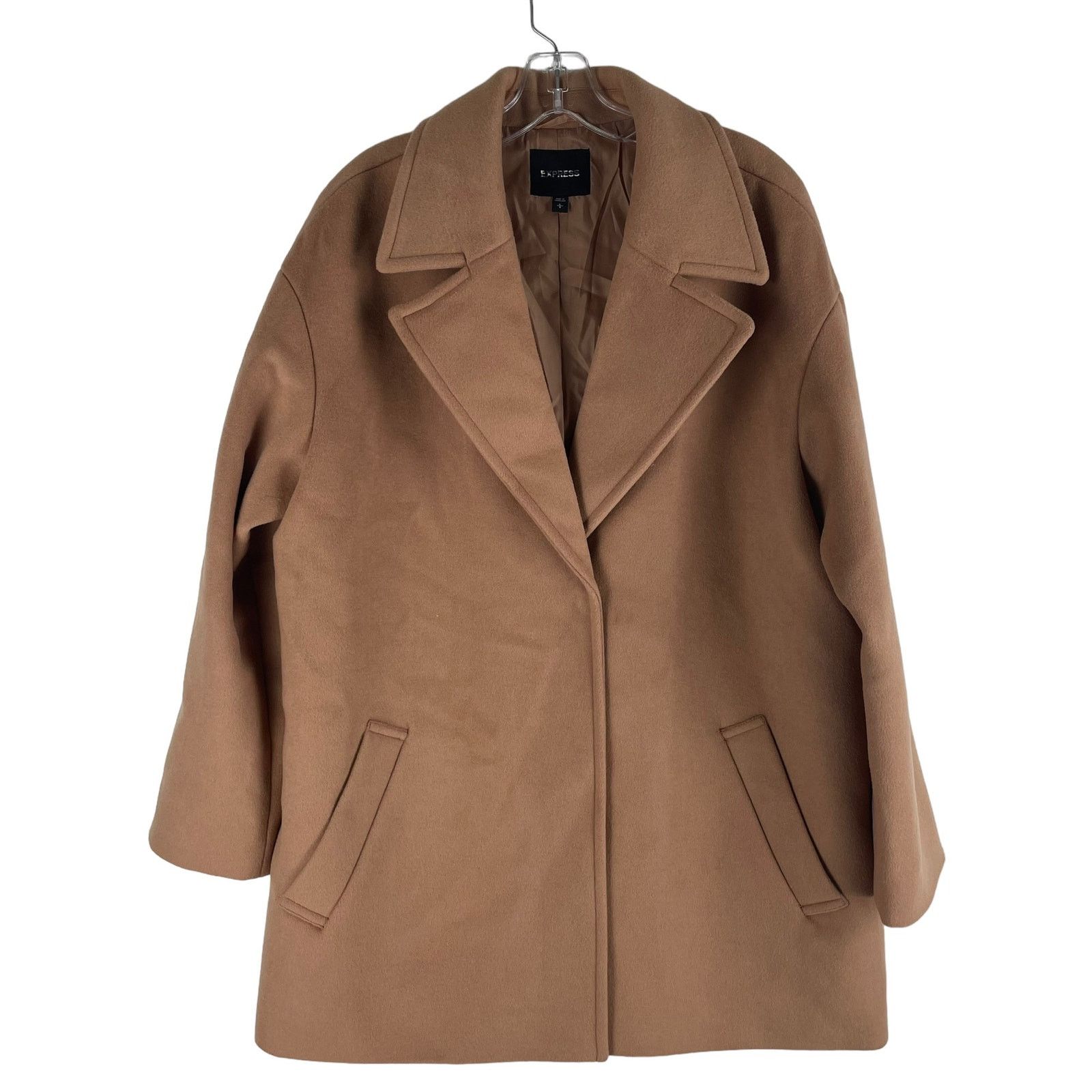 Express Express Wool Blend Cocoon Coat Snap Button Camel Tan Size L Size L / US 10 / IT 46 - 3 Thumbnail